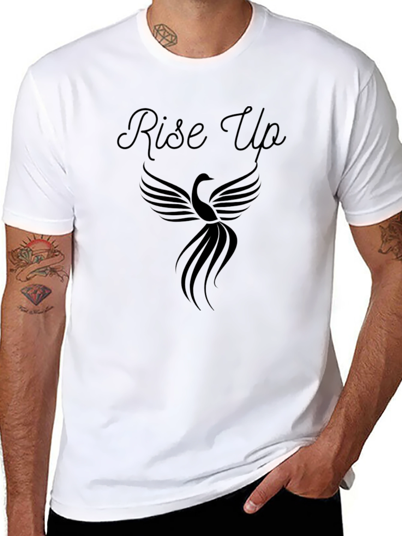 Rise Up Graphic Tee - Phoenix Design Black T-Shirt