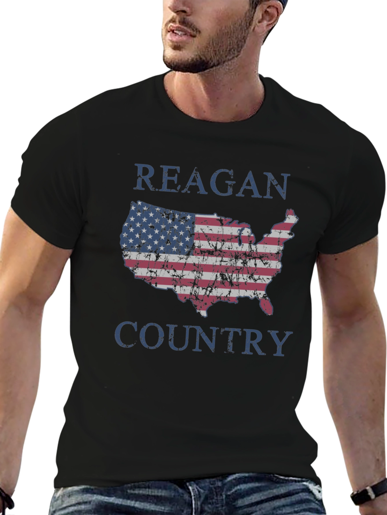 Reagan Country USA Flag Graphic T-Shirt