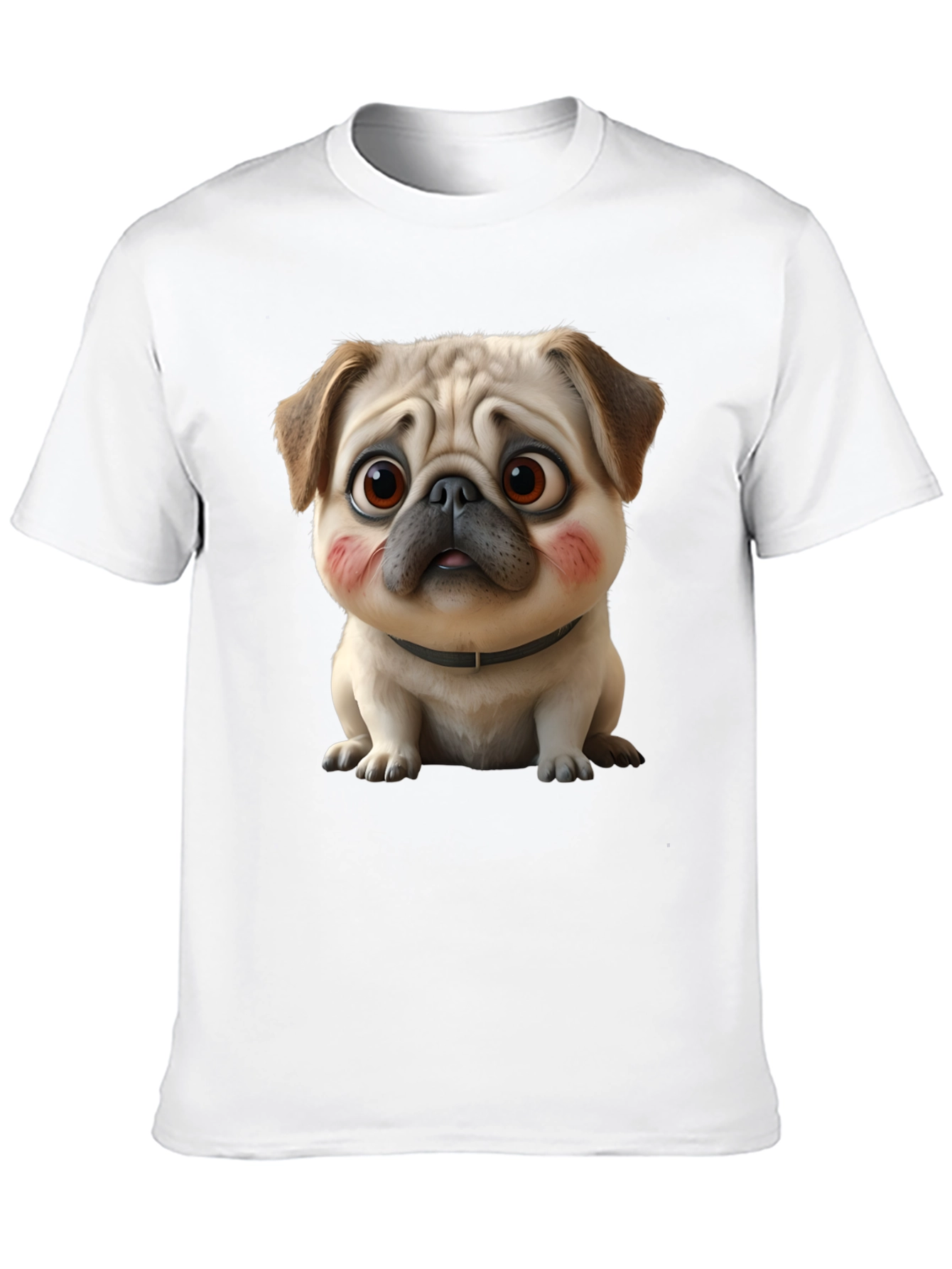 Cute Cartoon Pug Dog Black T-Shirt