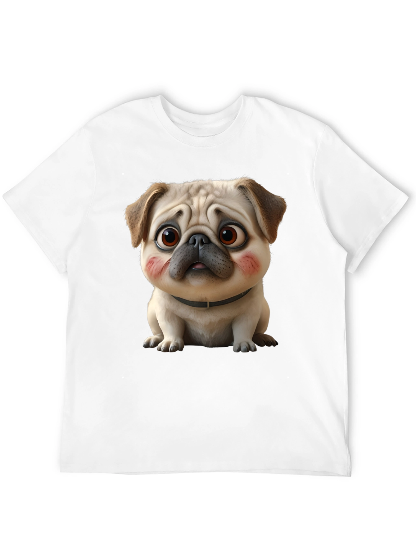 Cute Cartoon Pug Dog Black T-Shirt