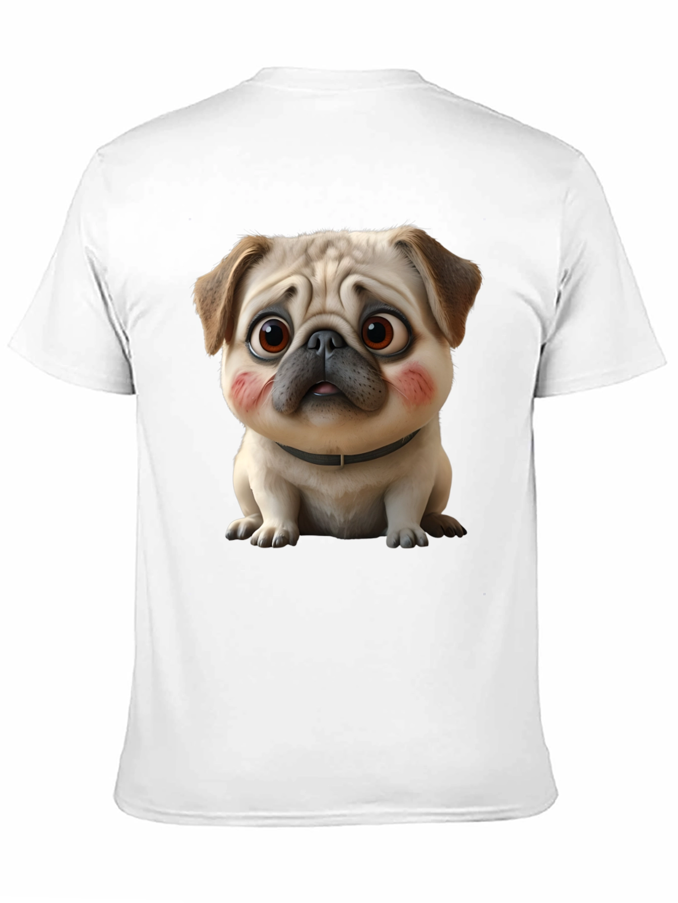 Cute Cartoon Pug Dog Black T-Shirt