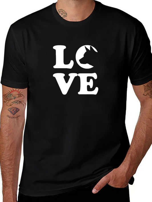 Love Dog Graphic Tee - Black Cotton Blend Casual T-Shirt