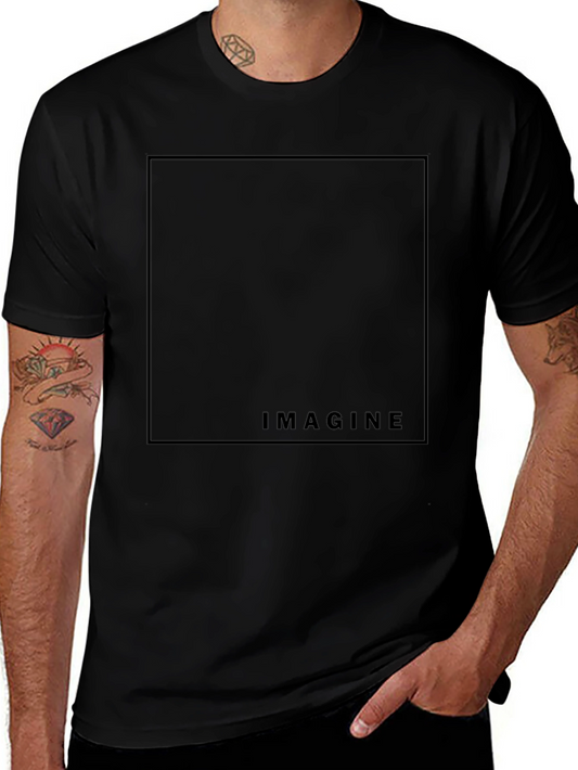 Imagine Black Graphic Tee - Modern Minimalist Design