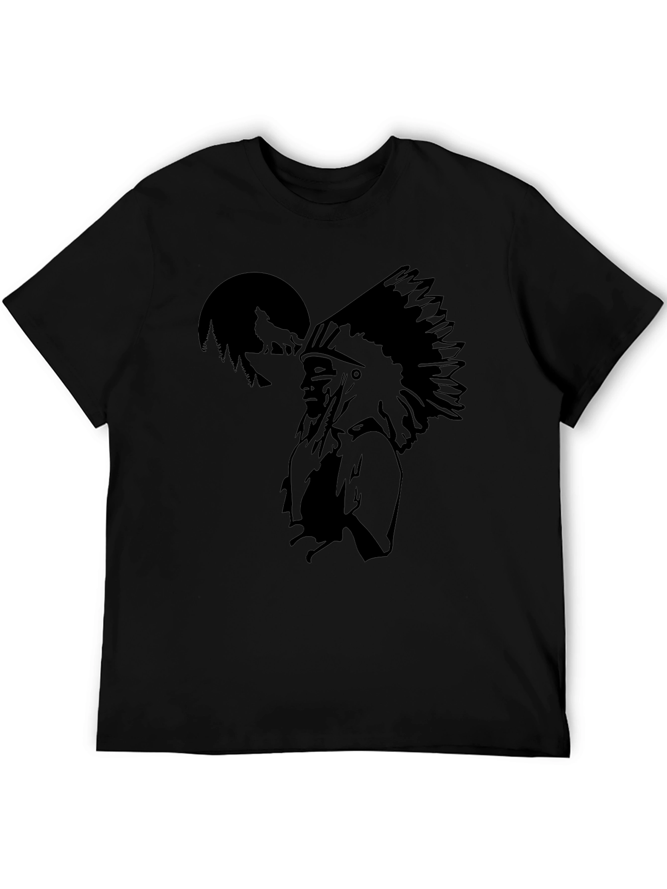 Native American Chief Graphic Black T-Shirt