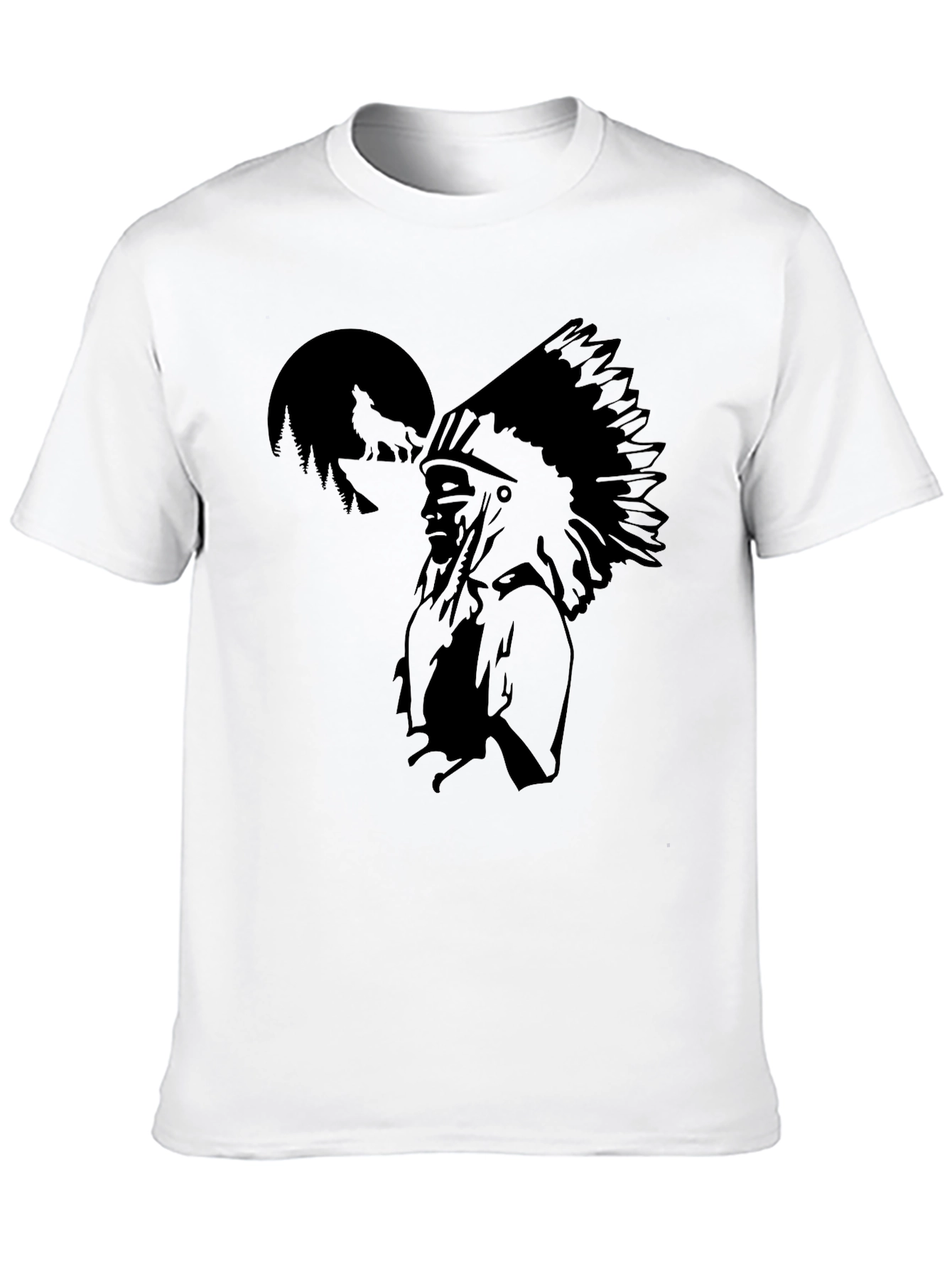 Native American Chief Graphic Black T-Shirt
