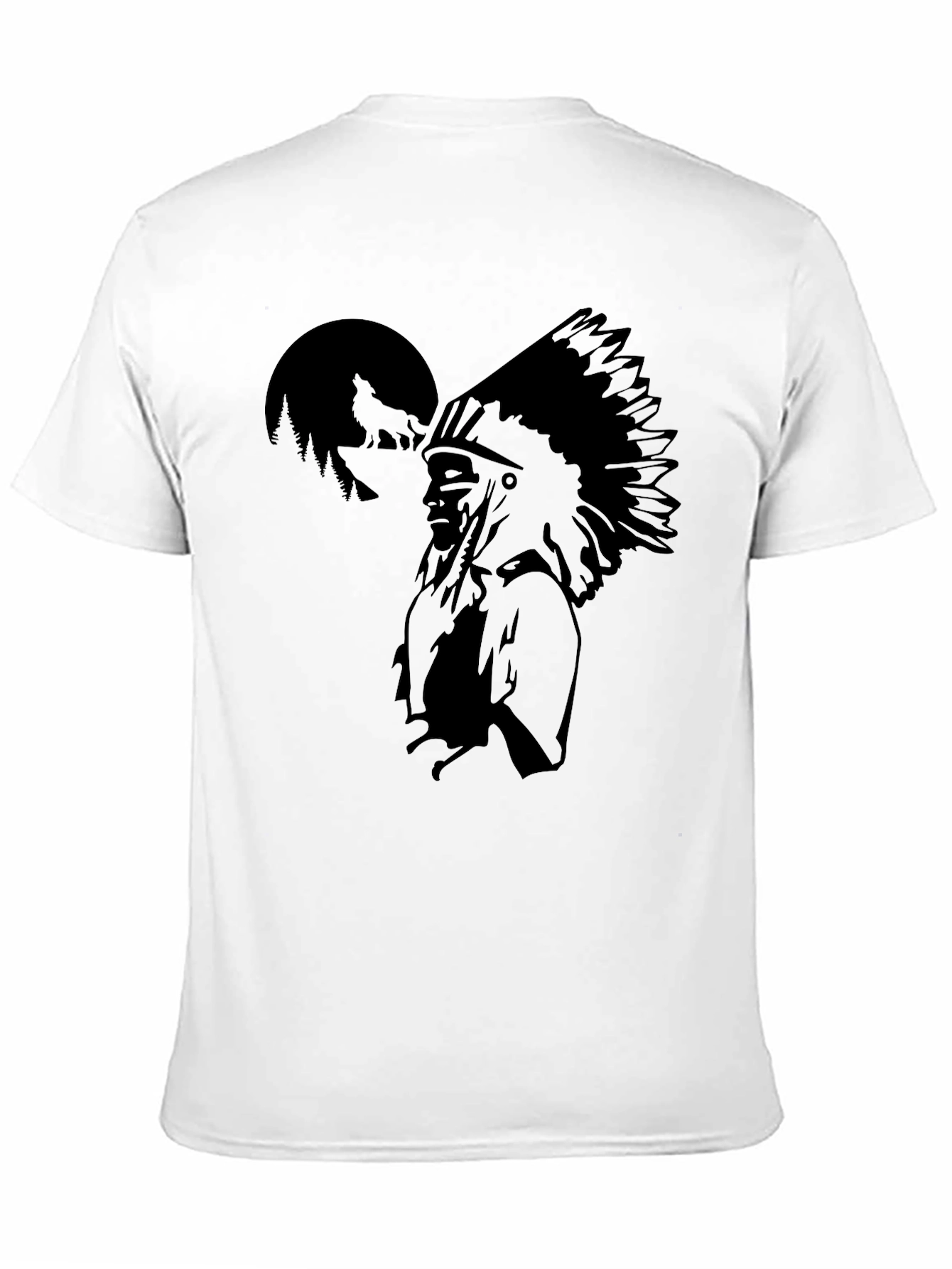 Native American Chief Graphic Black T-Shirt