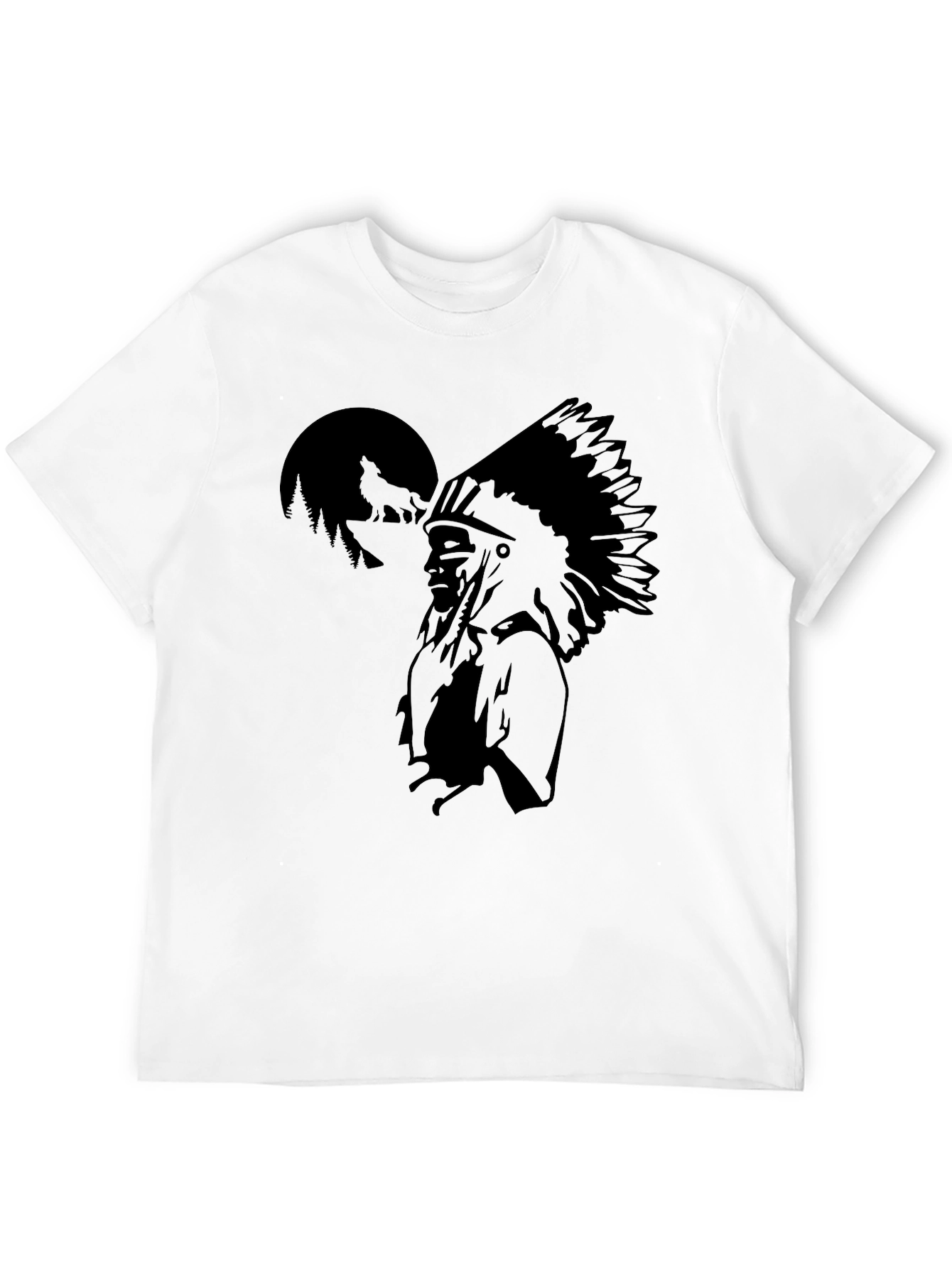 Native American Chief Graphic Black T-Shirt