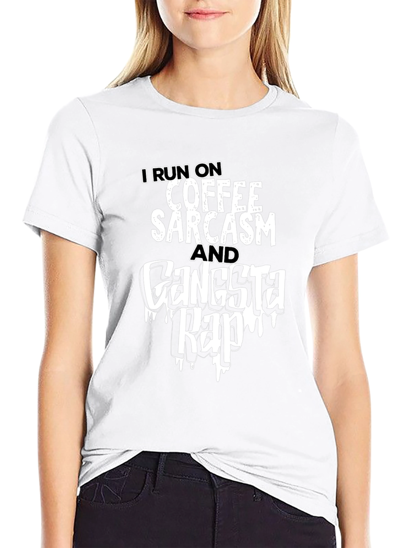 Coffee Sarcasm Gangsta Rap T-Shirt - Black
