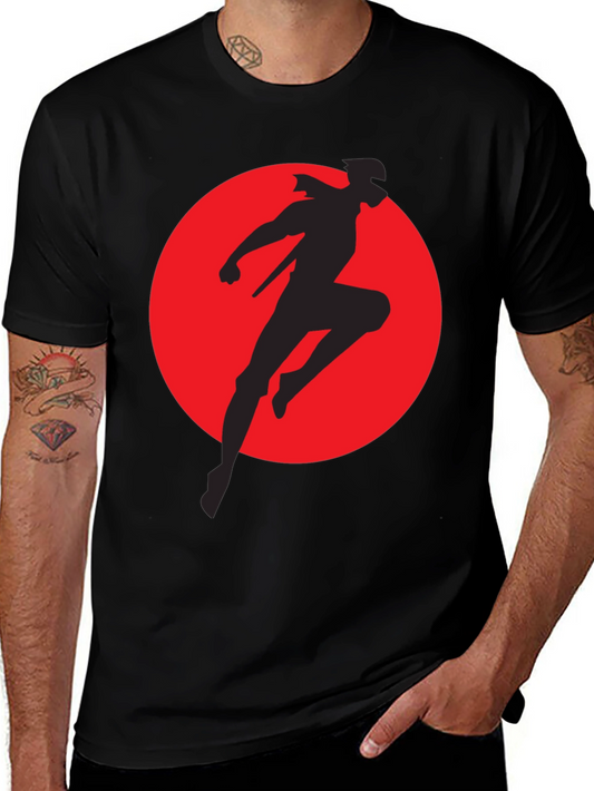 Ninja Warrior Silhouette Graphic T-Shirt - Mens Black Tee