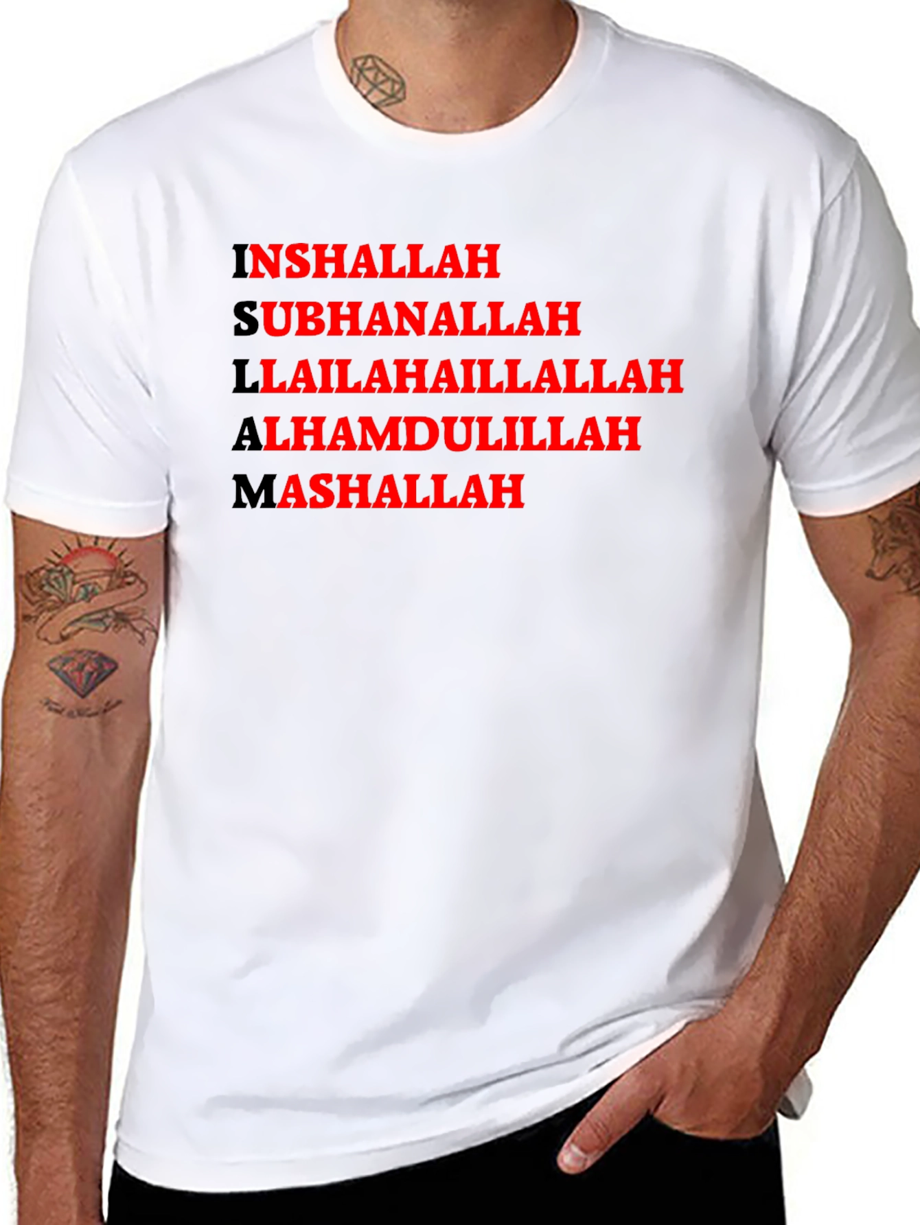 Islamic Calligraphy T-Shirt - Inshallah Subhanallah Alhamdulillah