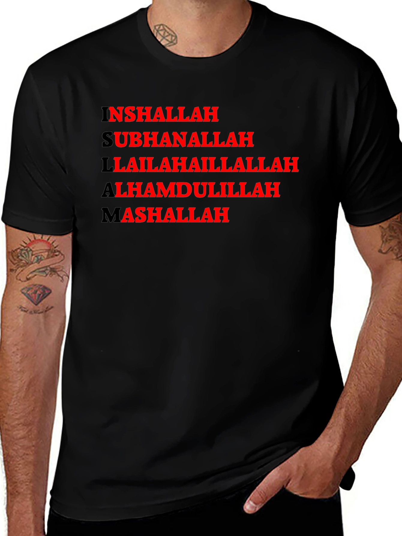 Islamic Calligraphy T-Shirt - Inshallah Subhanallah Alhamdulillah