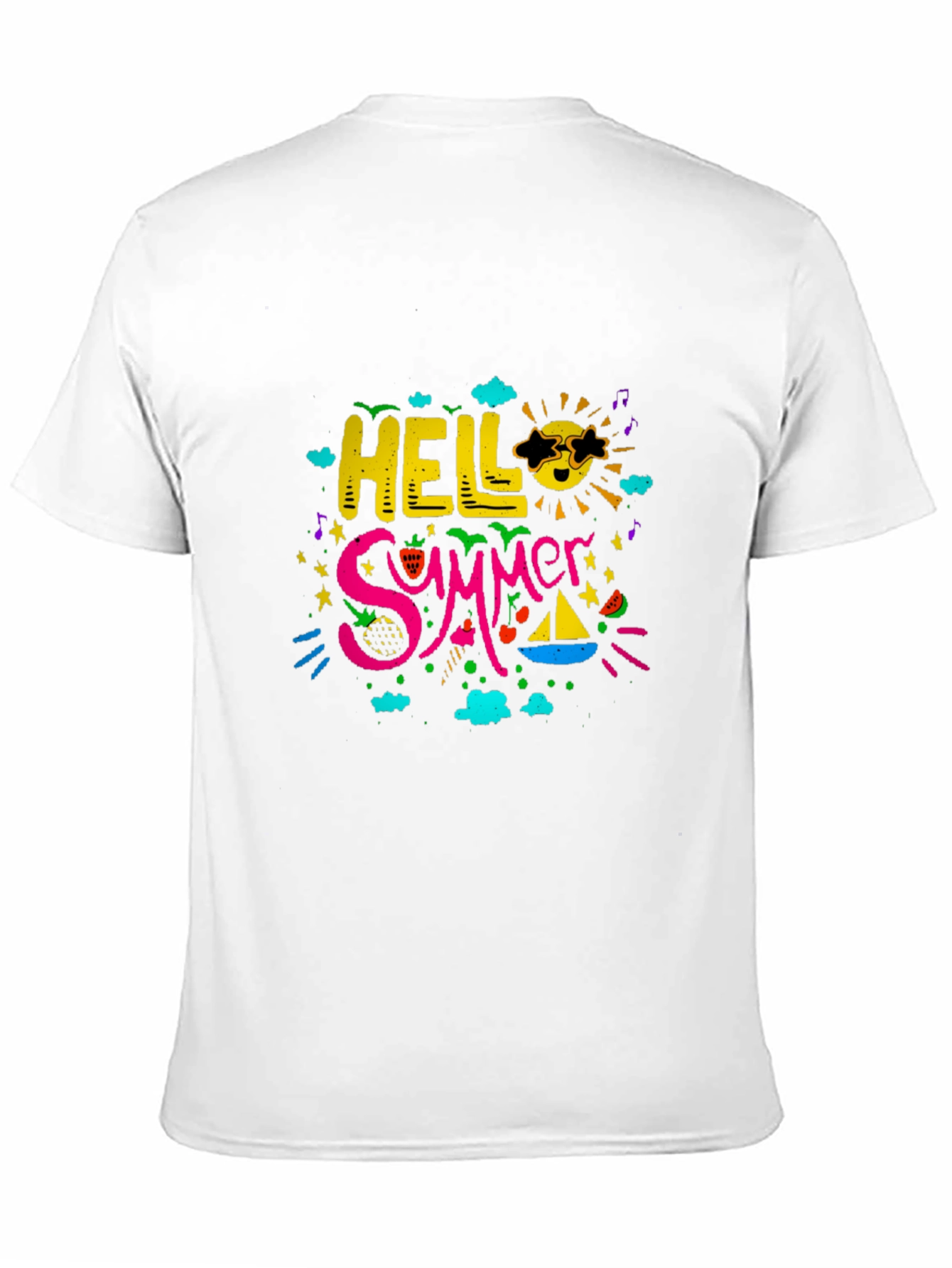 Hello Summer Graphic Print Black T-Shirt