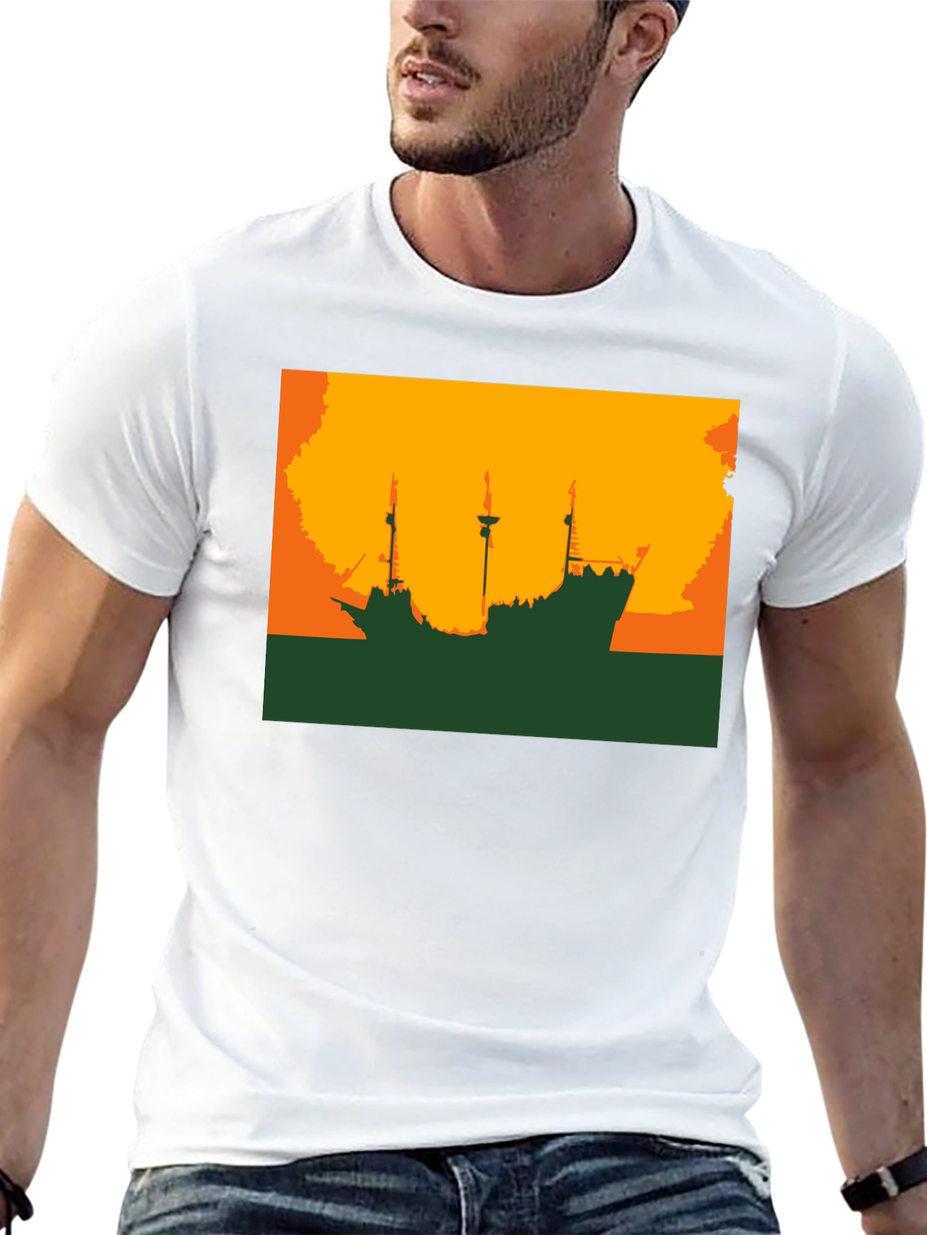 Silhouette Ship Graphic Tee - Black