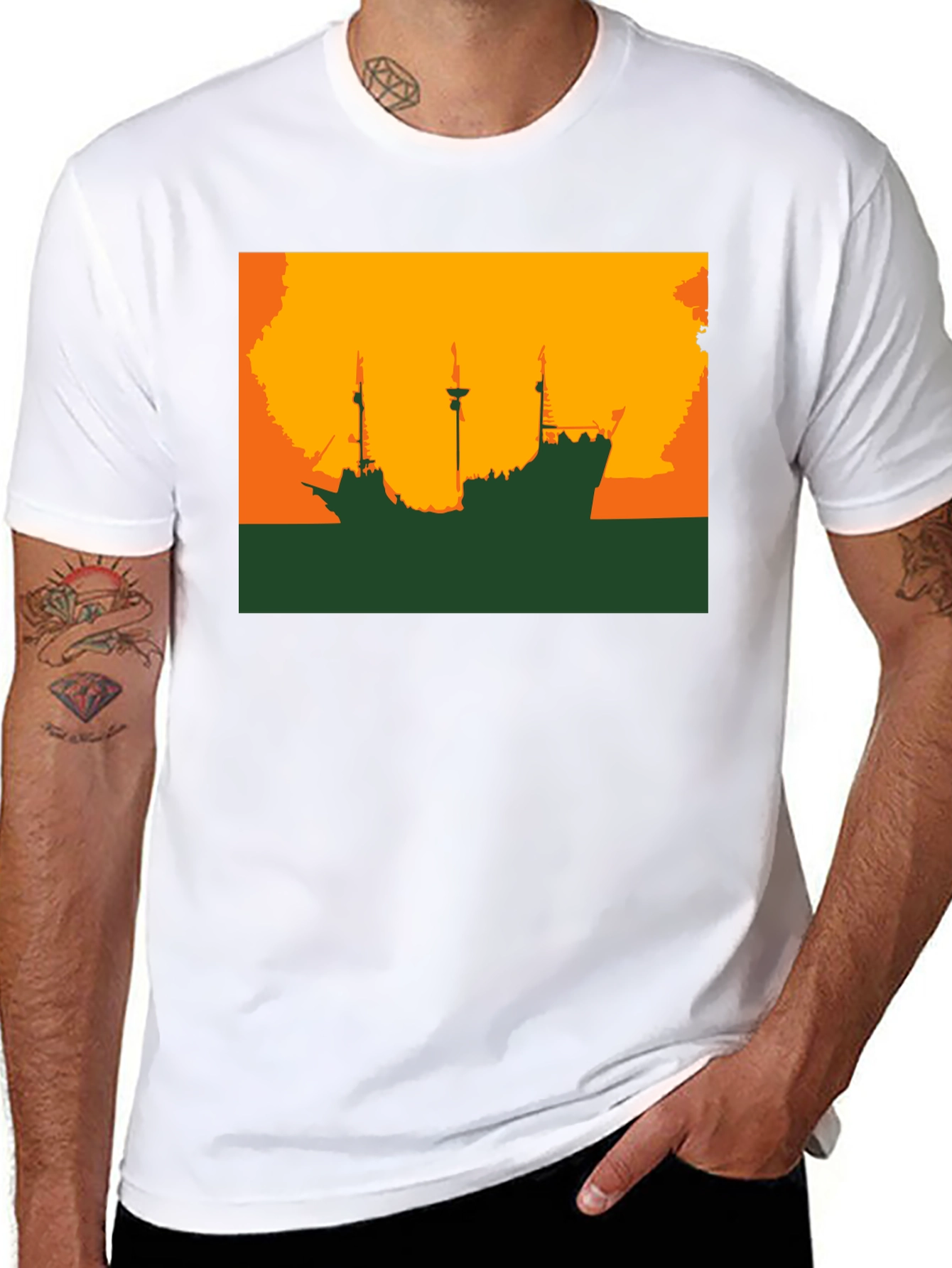 Silhouette Ship Graphic Tee - Black
