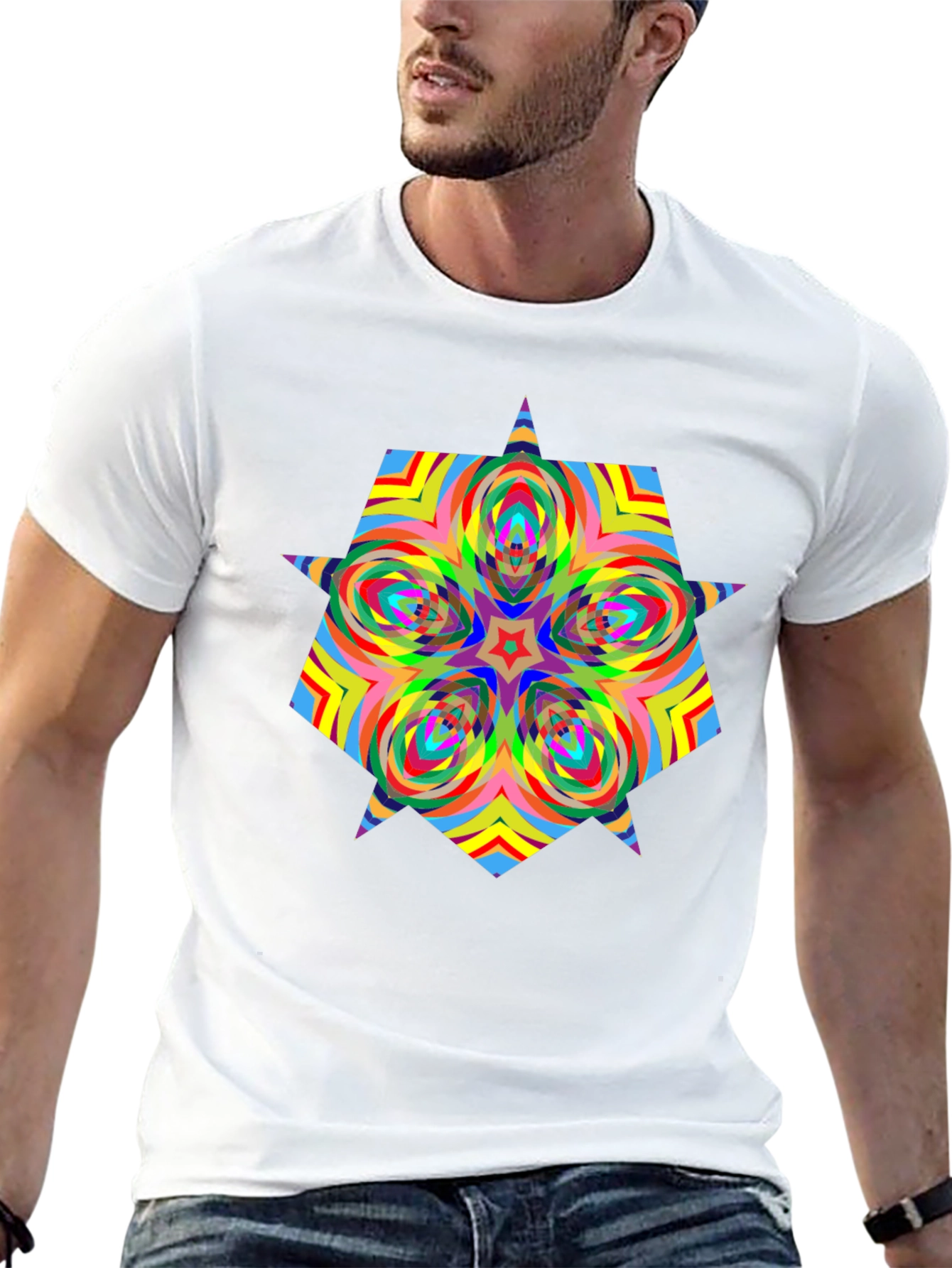 Psychedelic Starburst Graphic Black T-Shirt