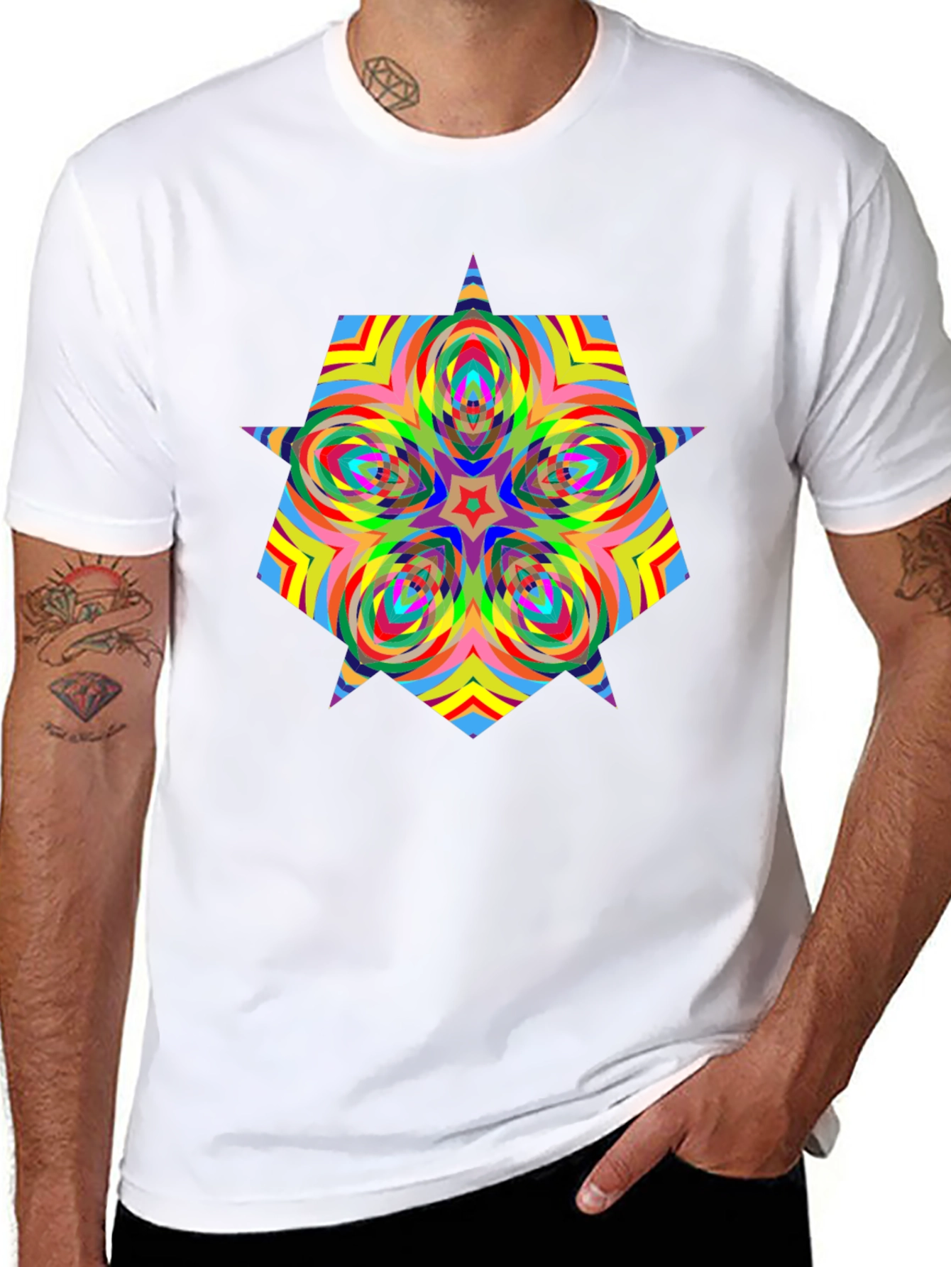 Psychedelic Starburst Graphic Black T-Shirt