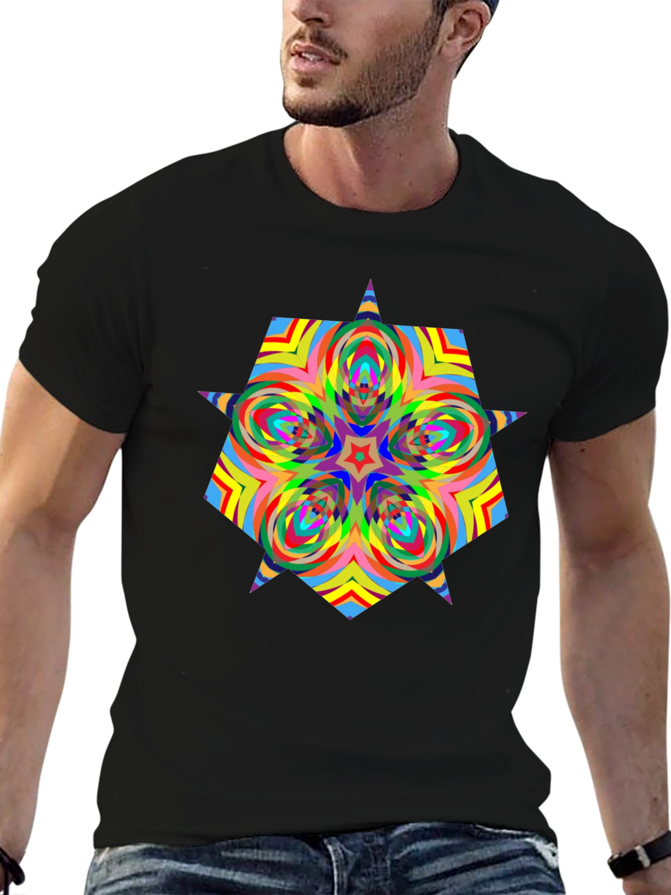 Psychedelic Starburst Graphic Black T-Shirt