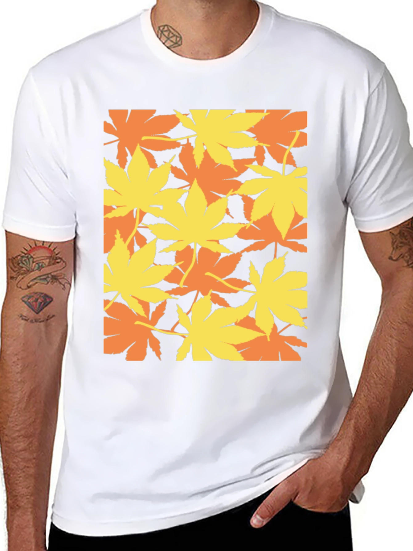 Marijuana Leaf Print Black T-Shirt