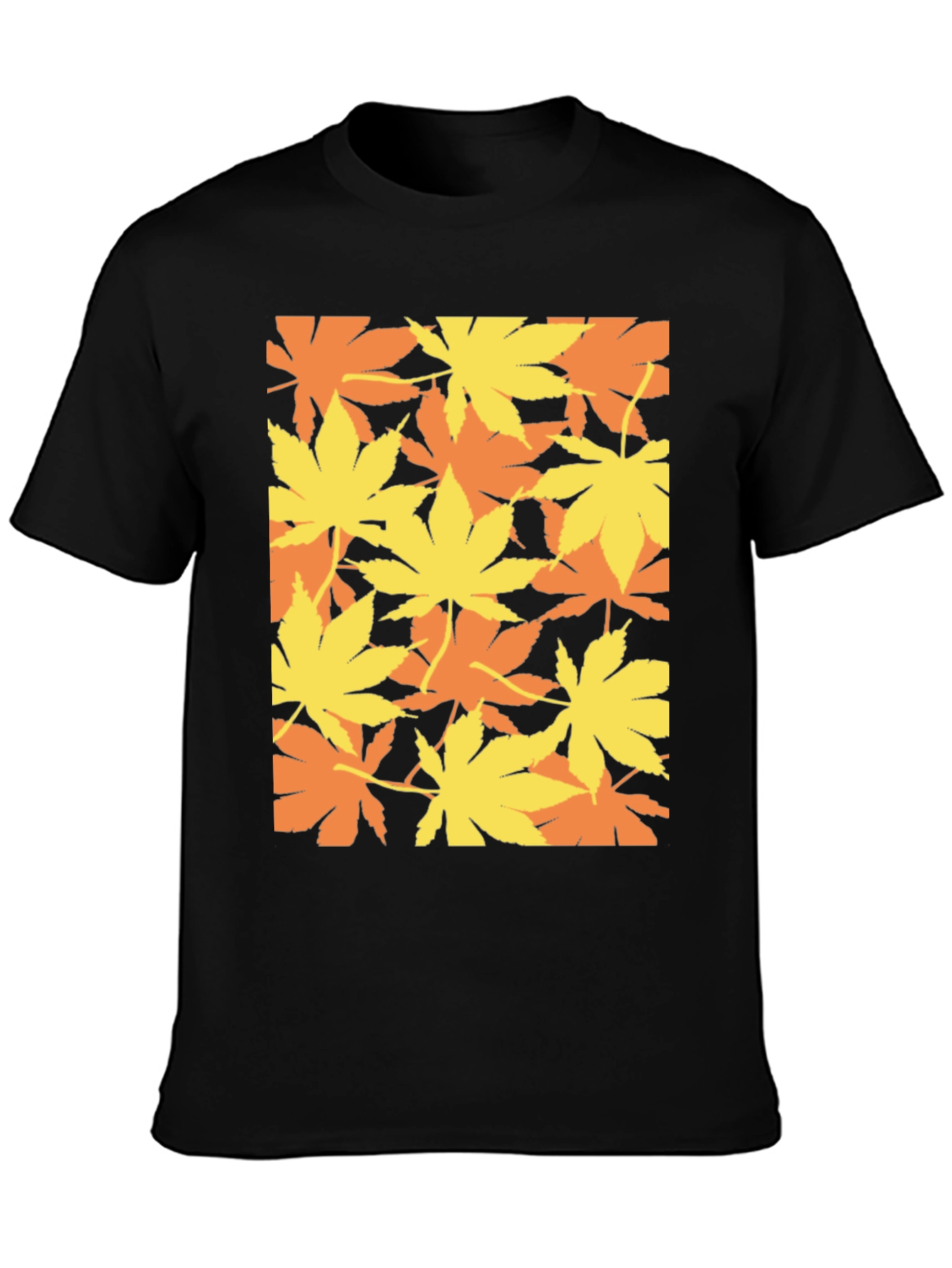 Marijuana Leaf Print Black T-Shirt