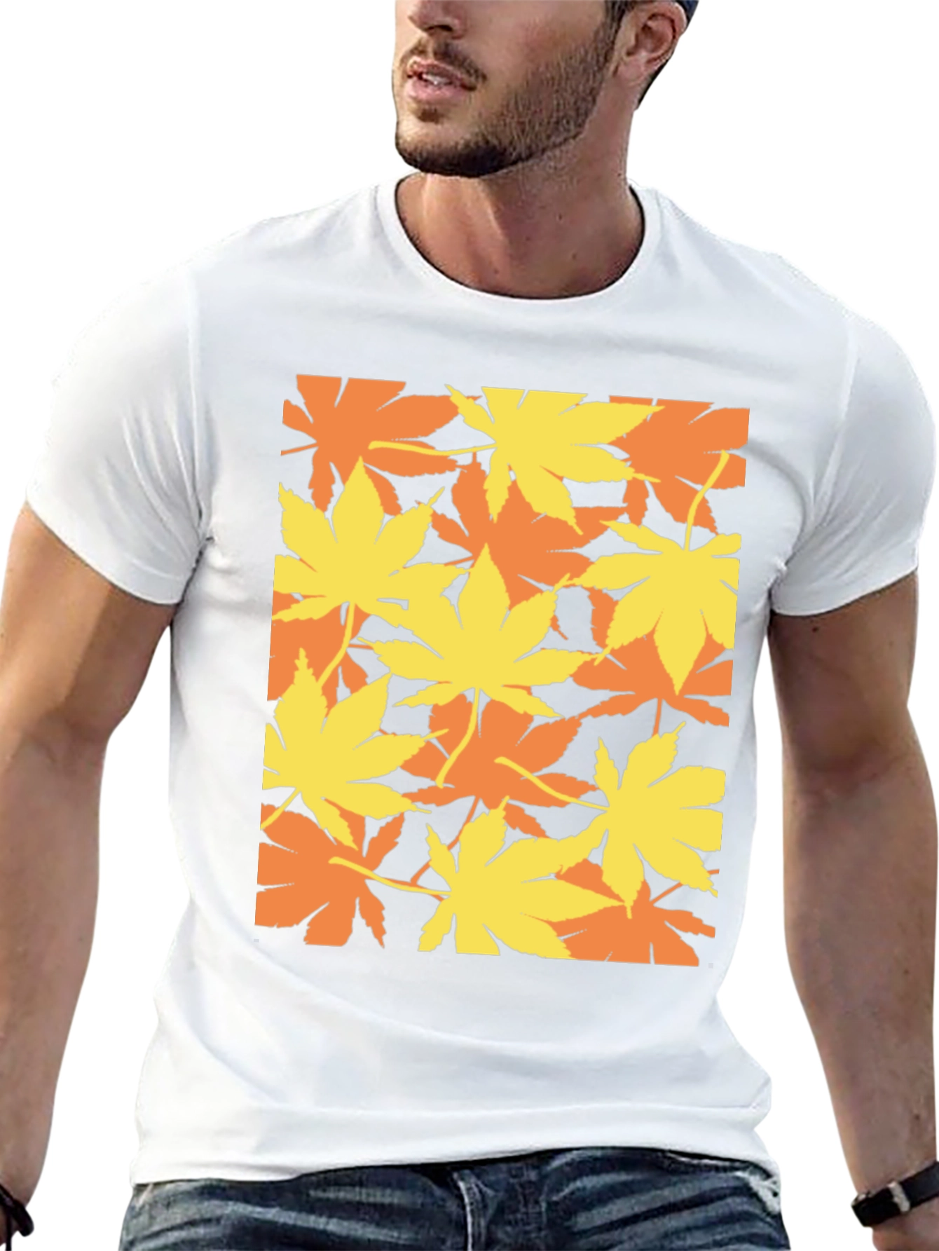Marijuana Leaf Print Black T-Shirt