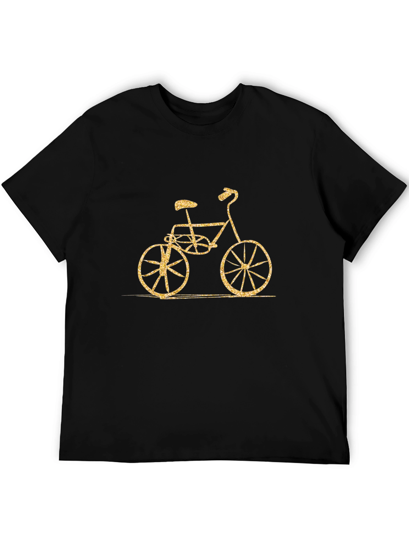 Stylish Black T-Shirt with Gold Bicycle Design