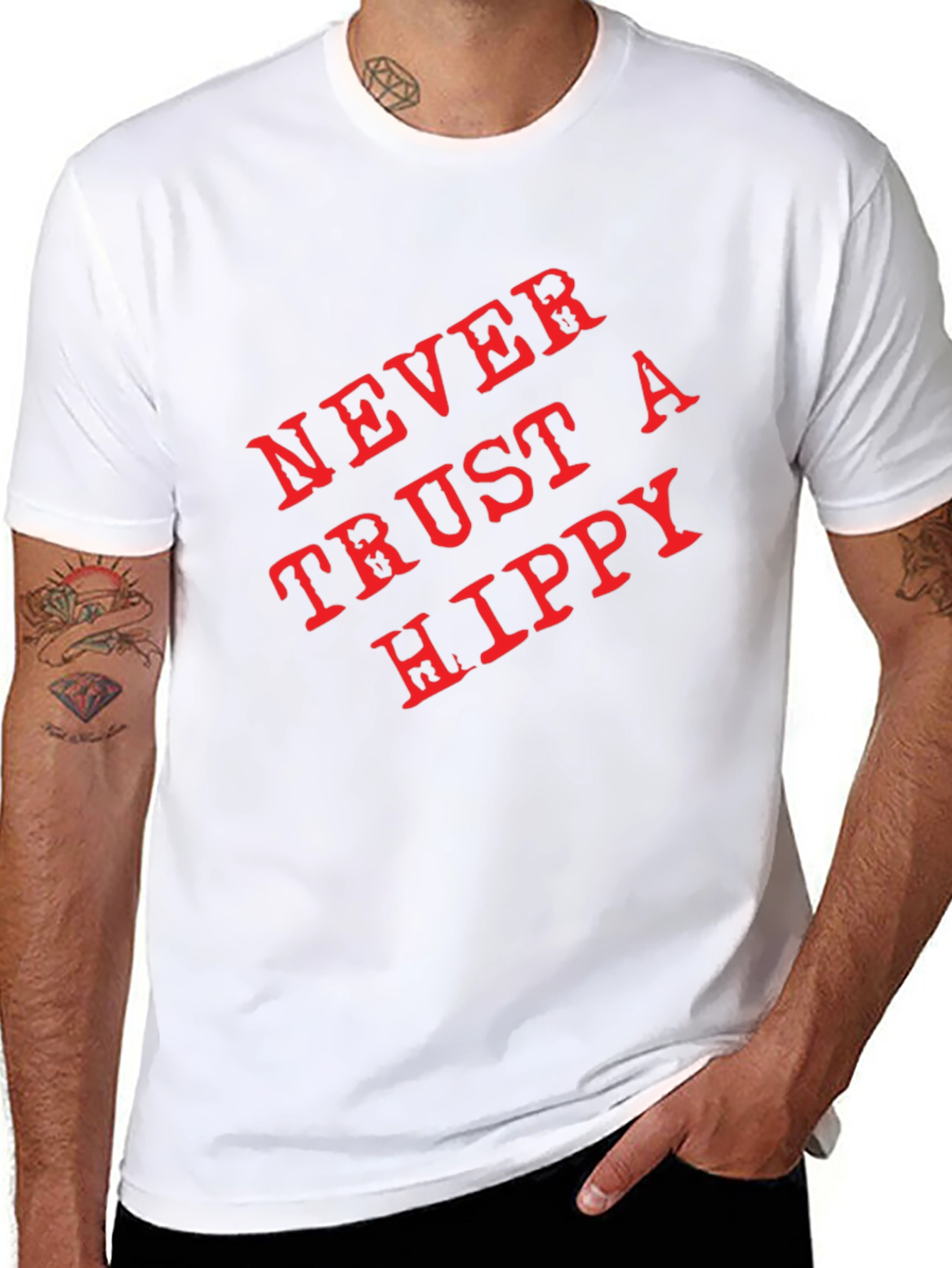Never Trust a Hippy Graphic T-Shirt - Black