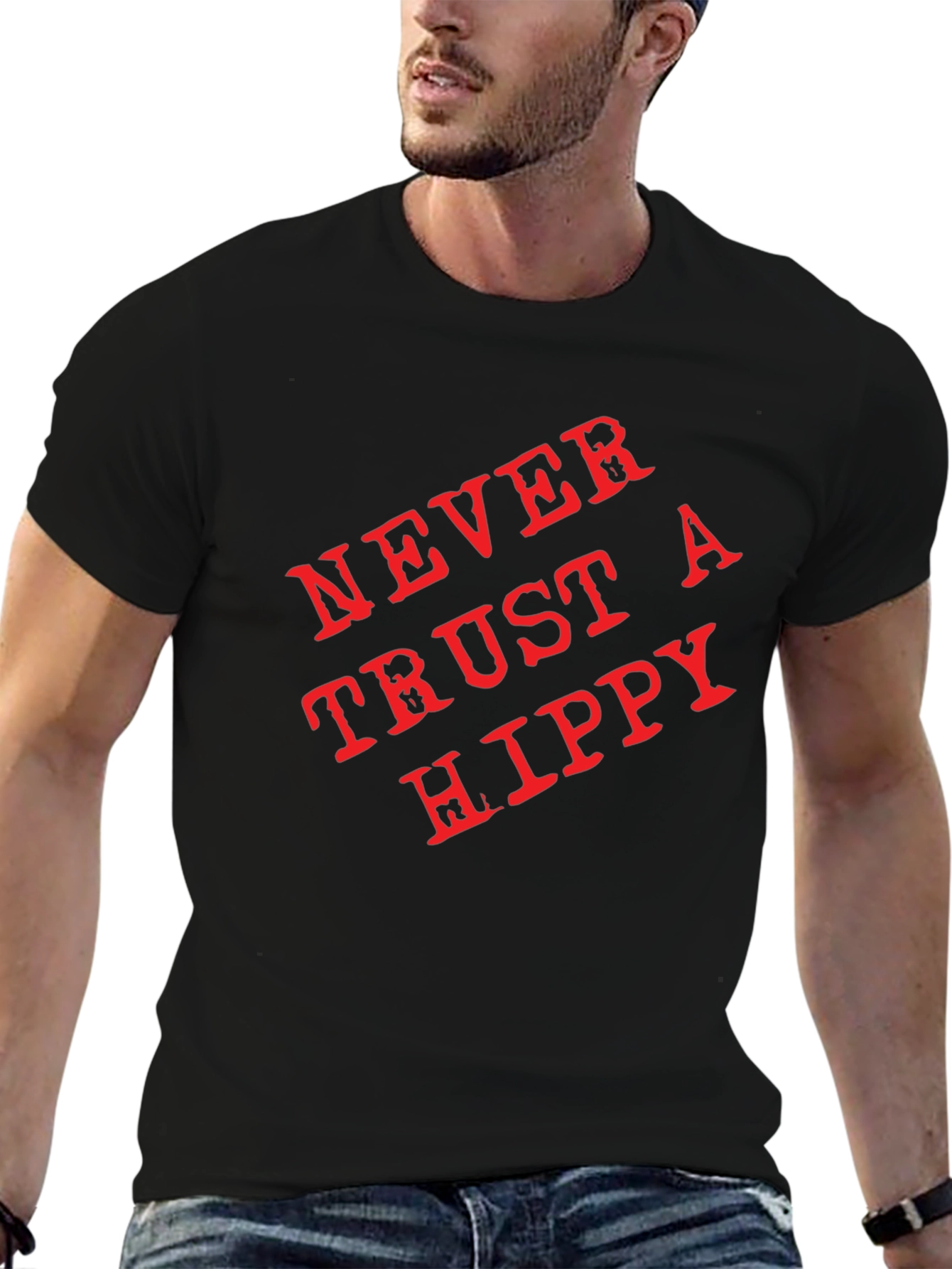 Never Trust a Hippy Graphic T-Shirt - Black