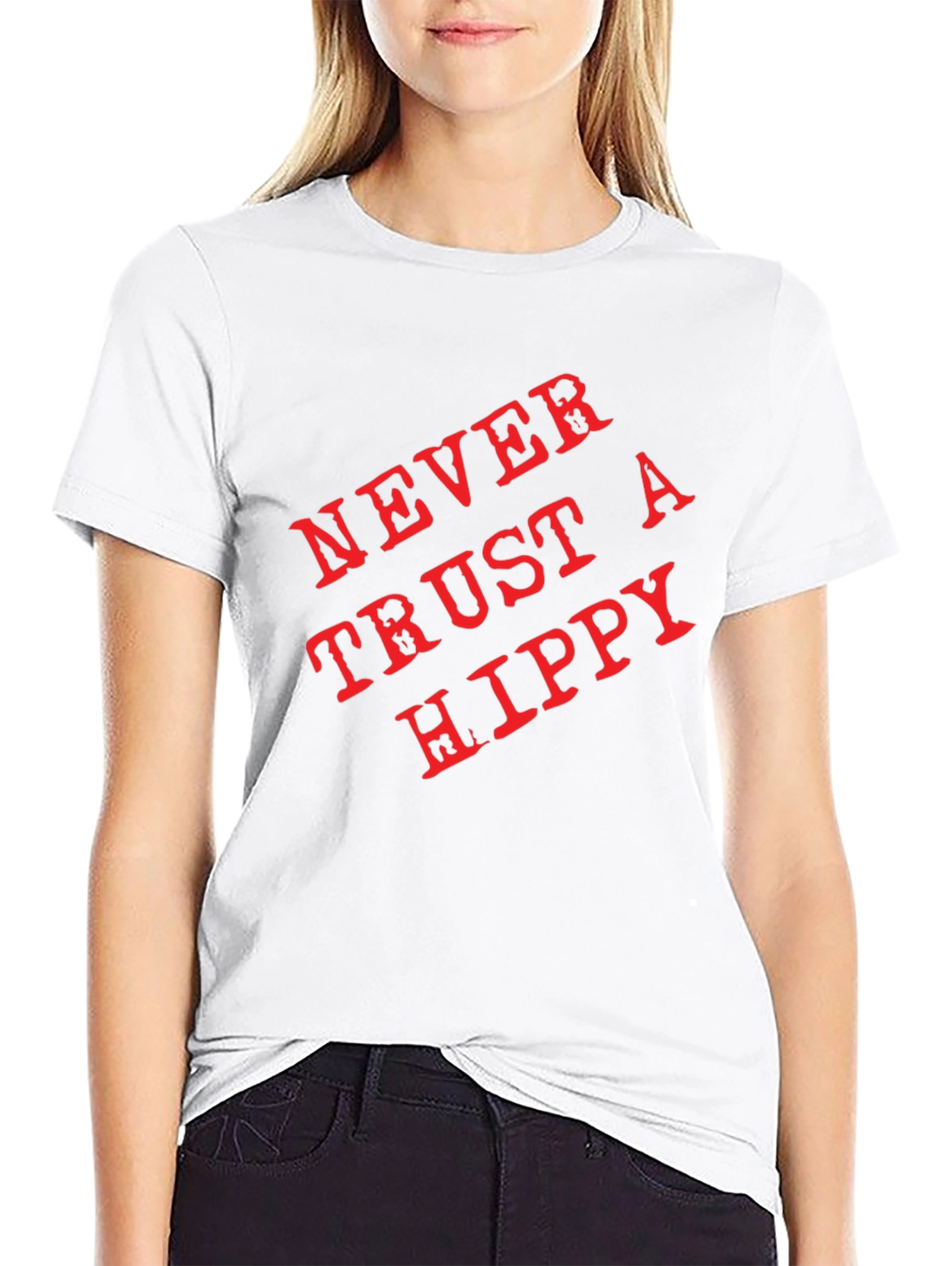 Never Trust a Hippy Graphic T-Shirt - Black