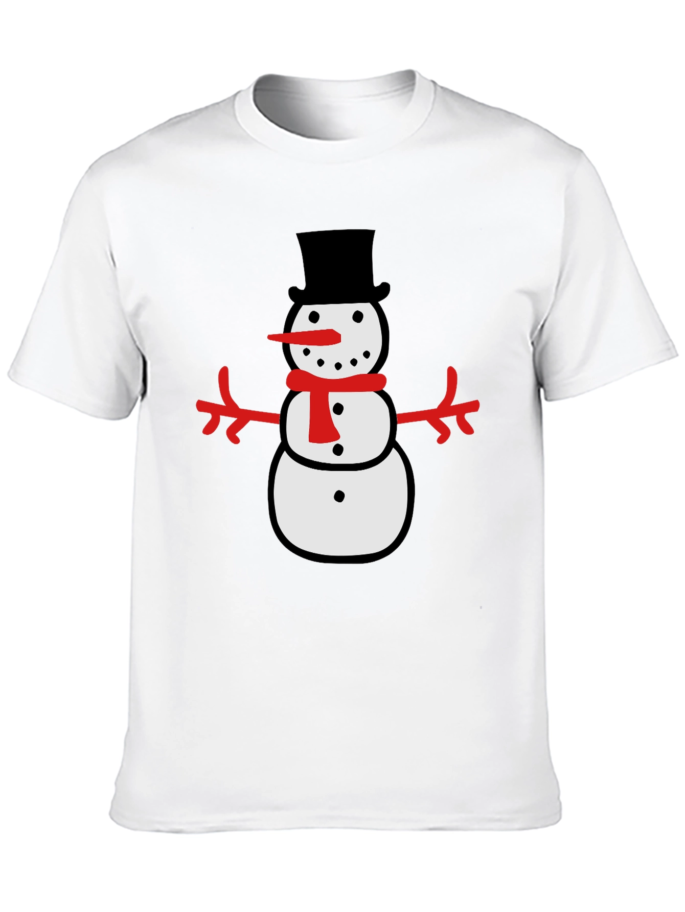 Festive Snowman Graphic Tee - Black