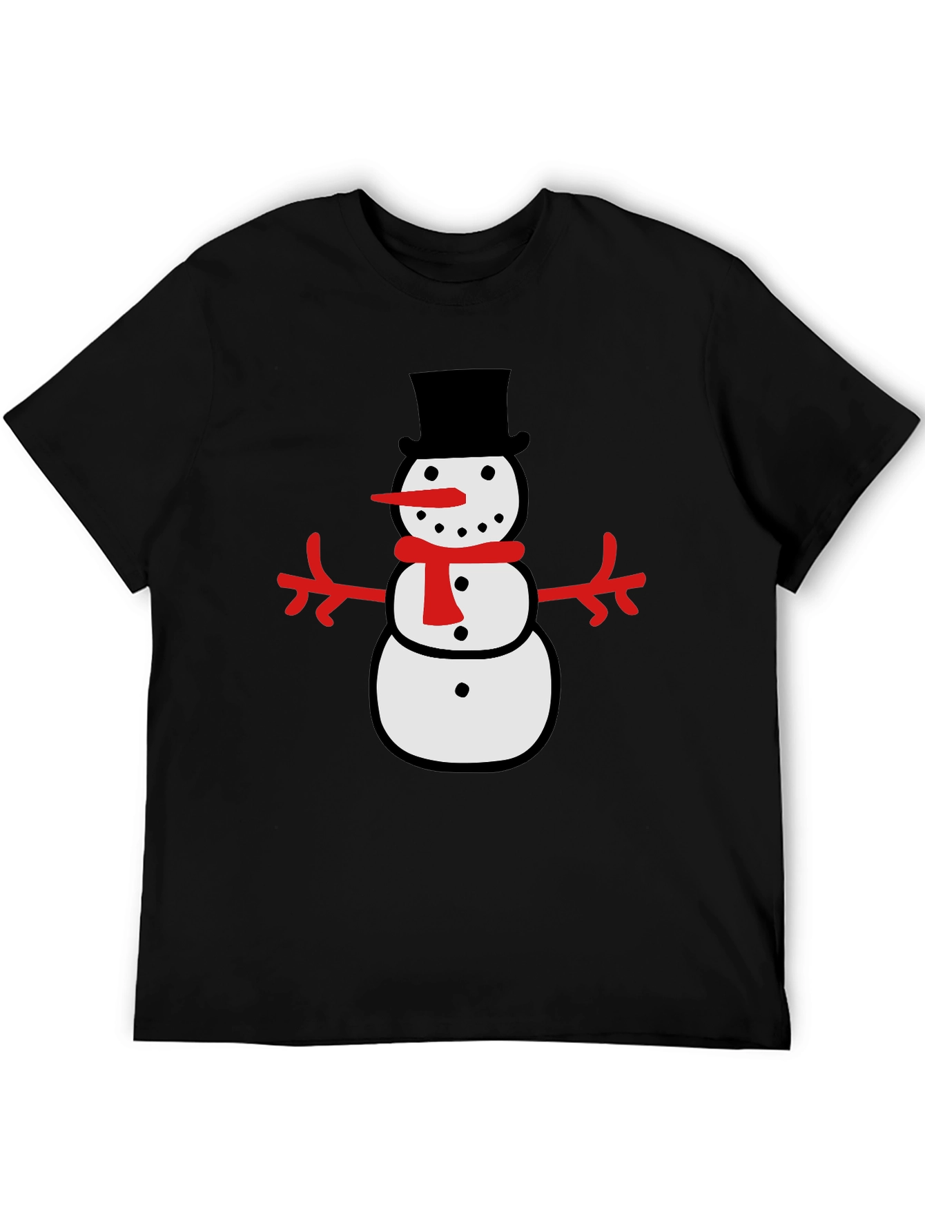 Festive Snowman Graphic Tee - Black