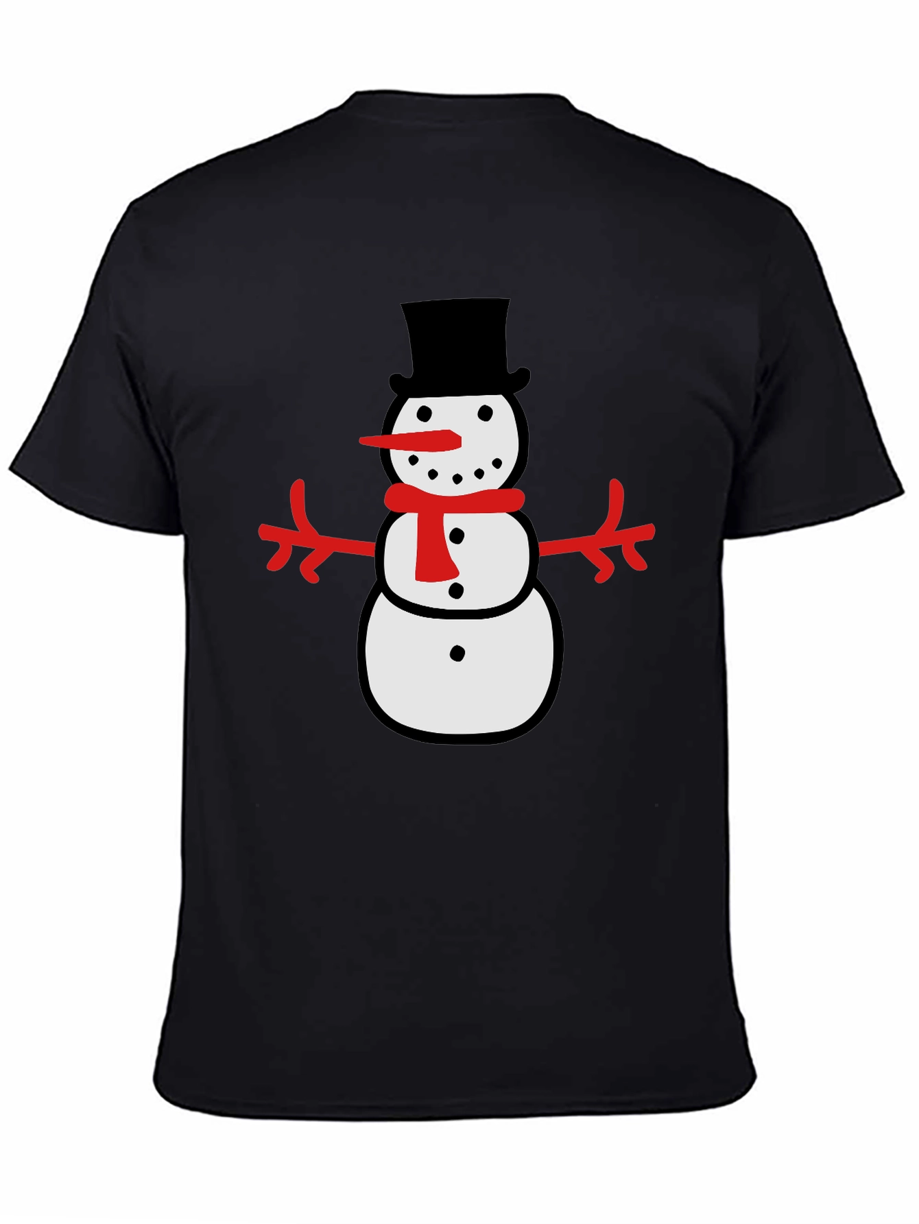 Festive Snowman Graphic Tee - Black