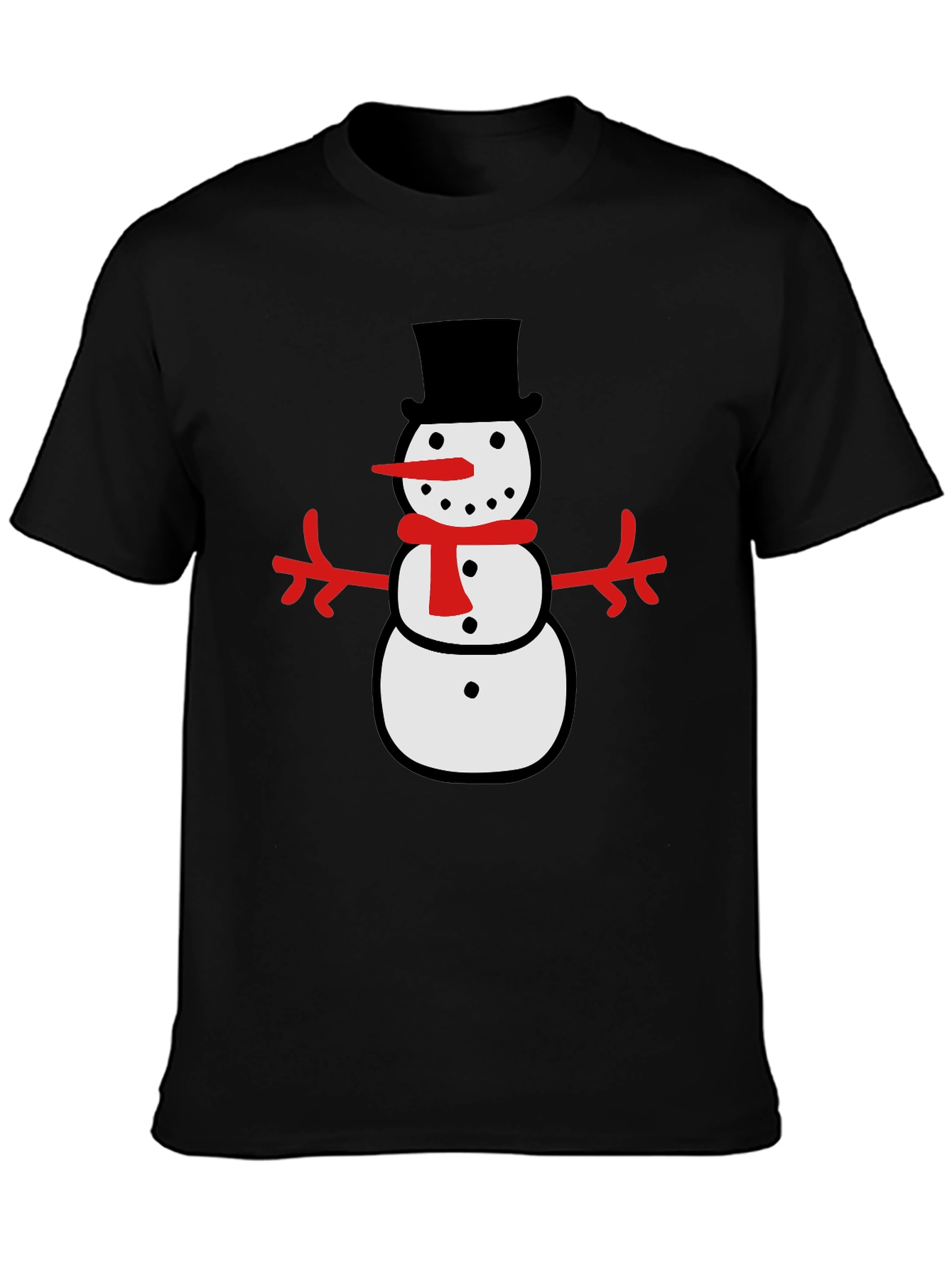 Festive Snowman Graphic Tee - Black