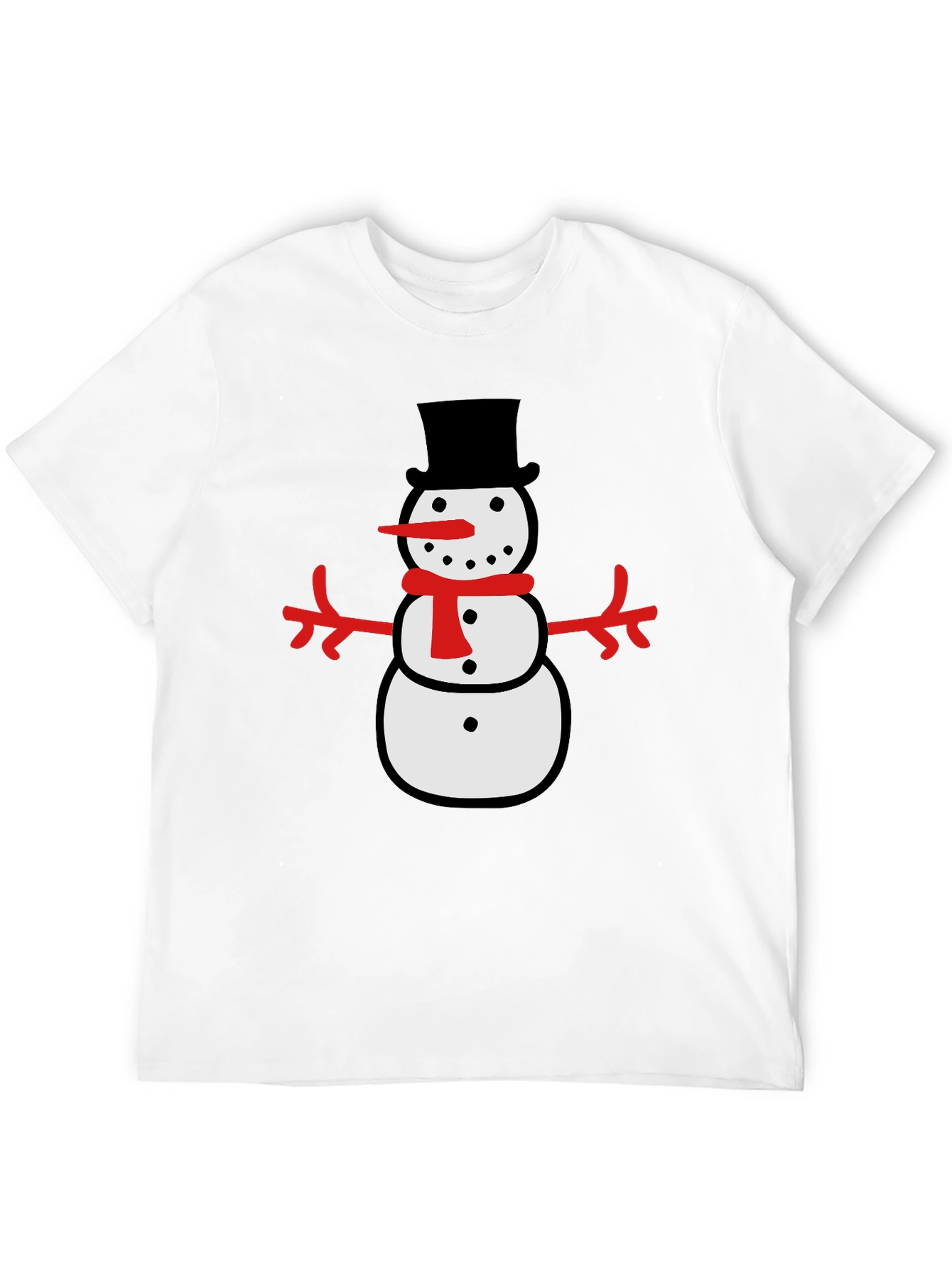 Festive Snowman Graphic Tee - Black