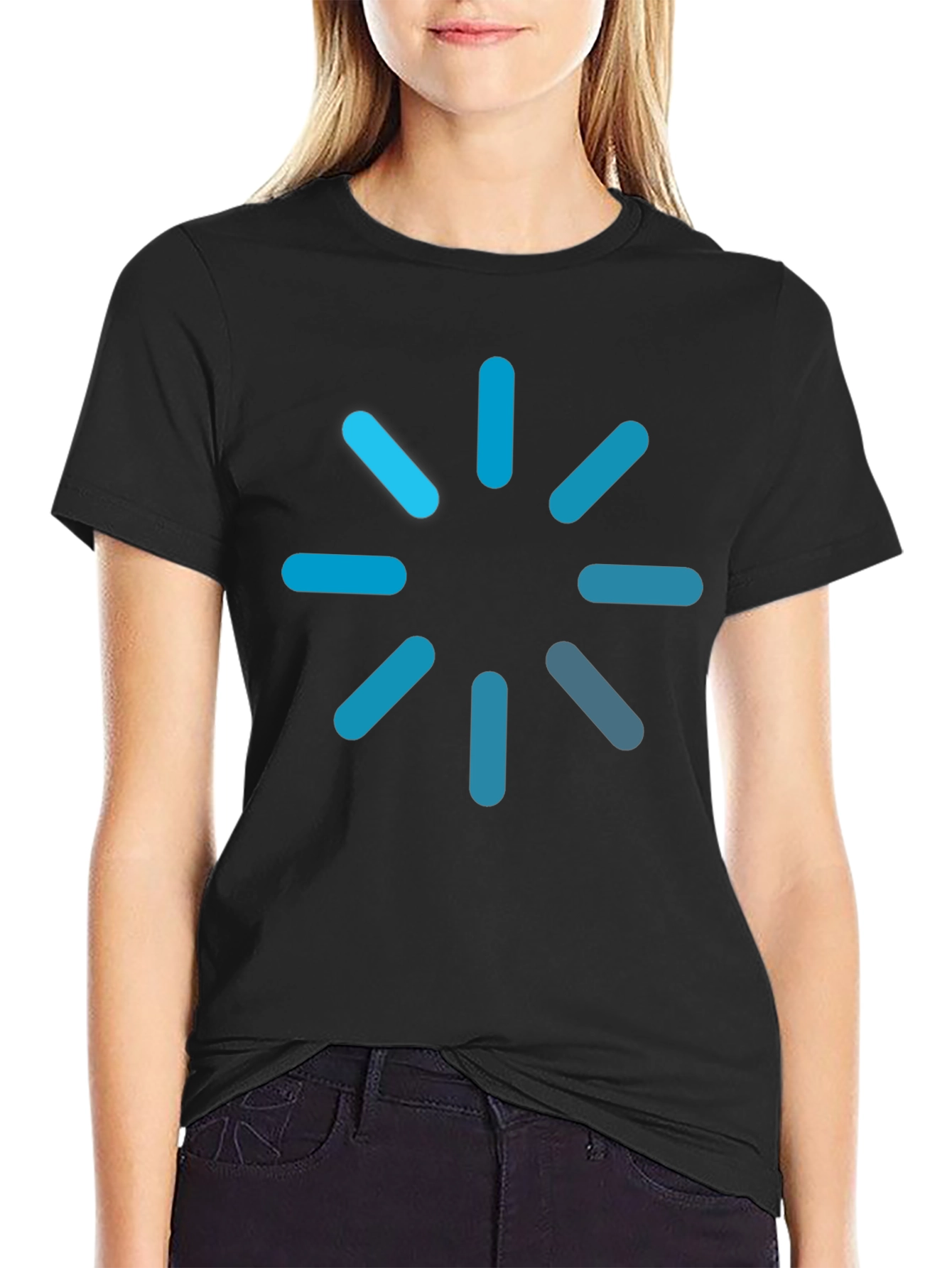 Loading Icon Graphic Tee - Black Cotton Blend T-Shirt