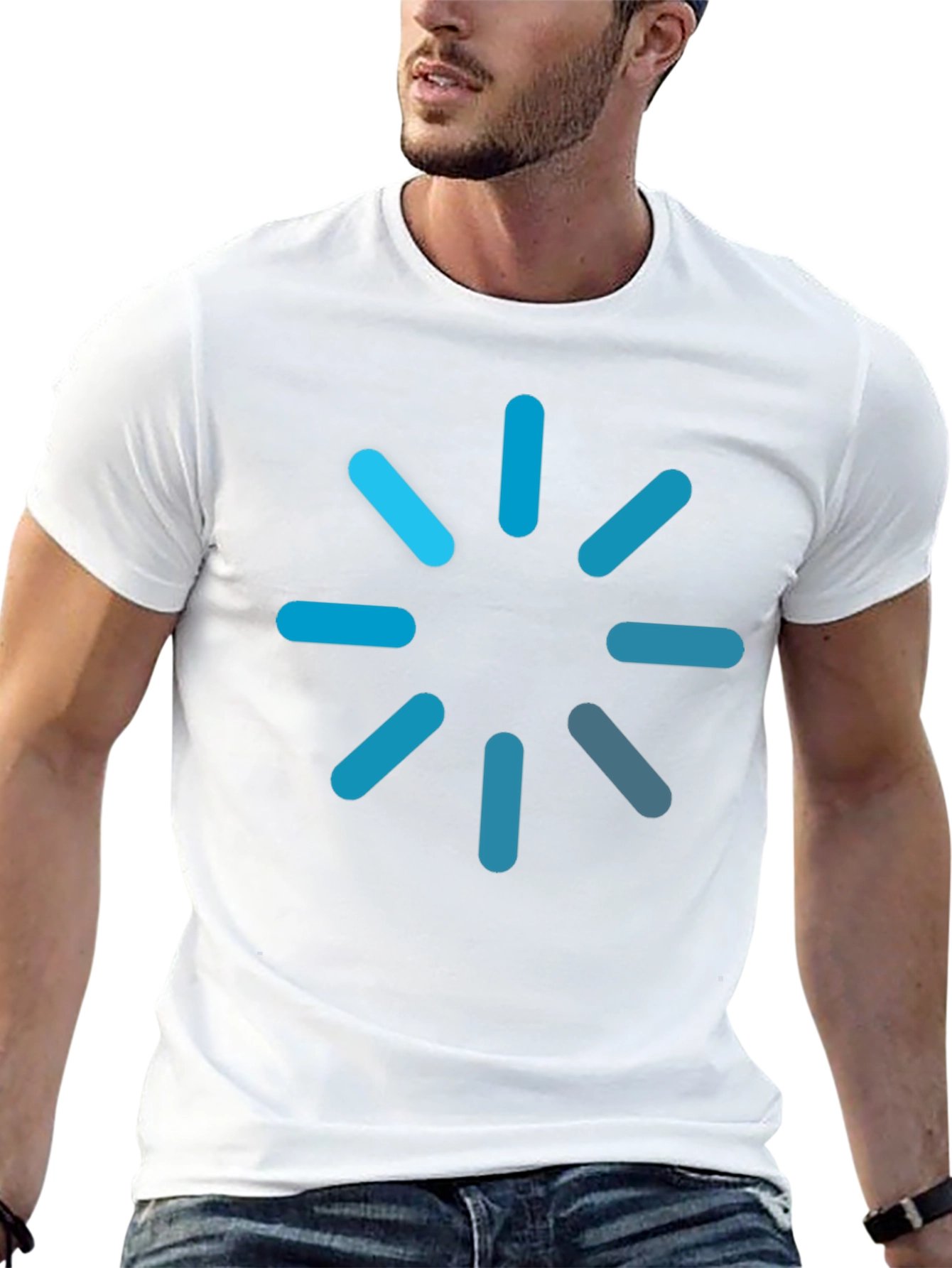 Loading Icon Graphic Tee - Black Cotton Blend T-Shirt