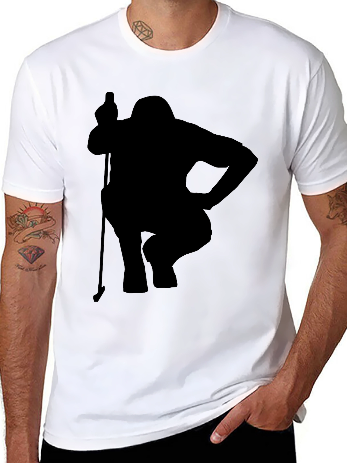 Silhouette Golfer Black T-Shirt