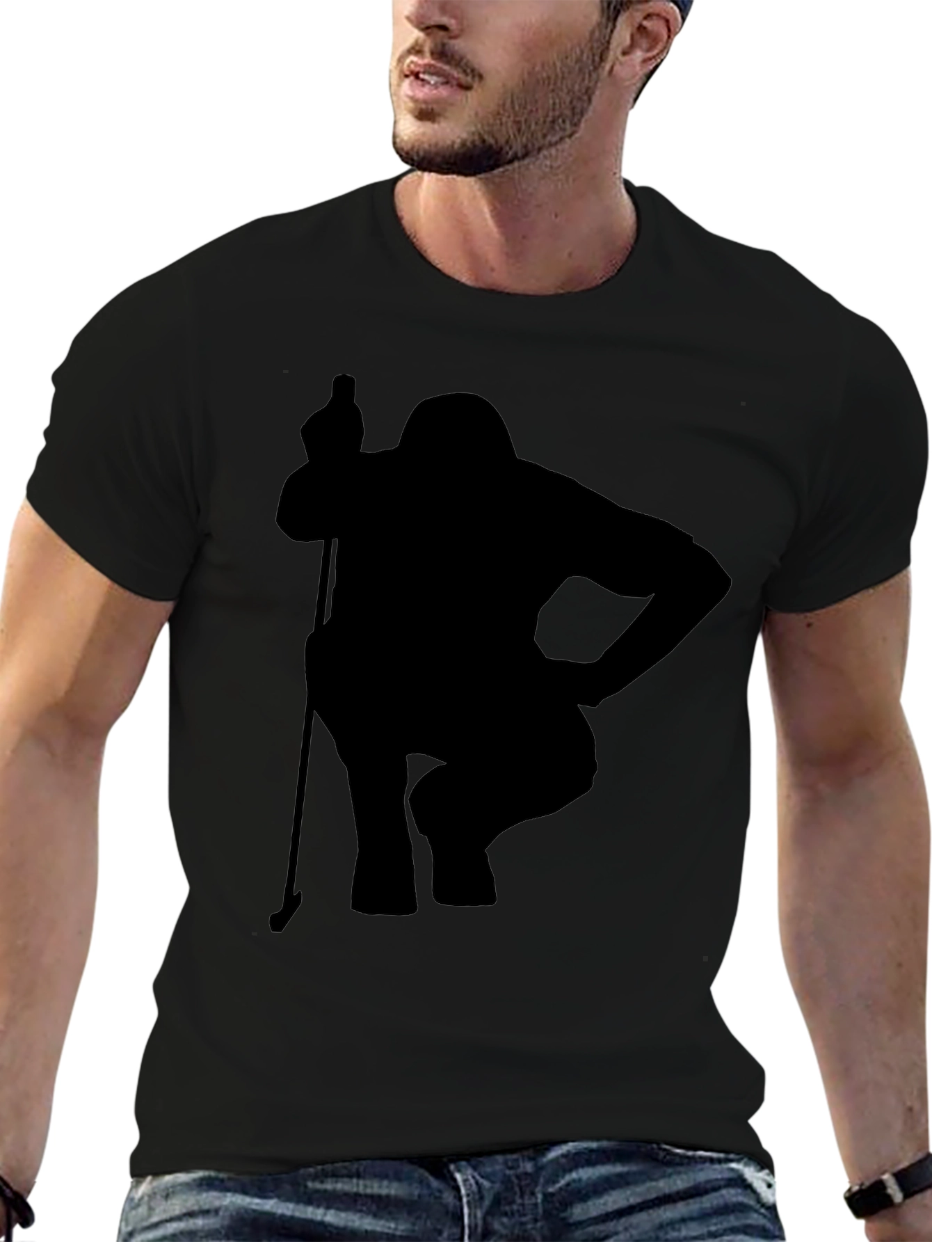 Silhouette Golfer Black T-Shirt