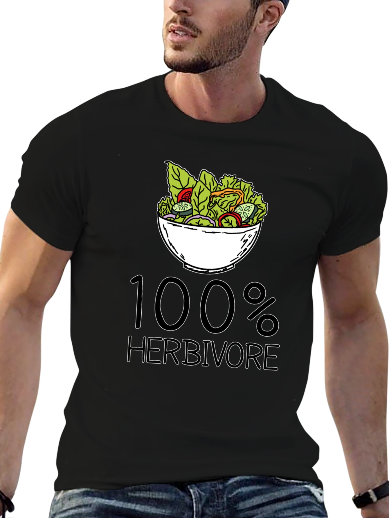100% Herbivore Black T-Shirt - Vegan Lifestyle Apparel