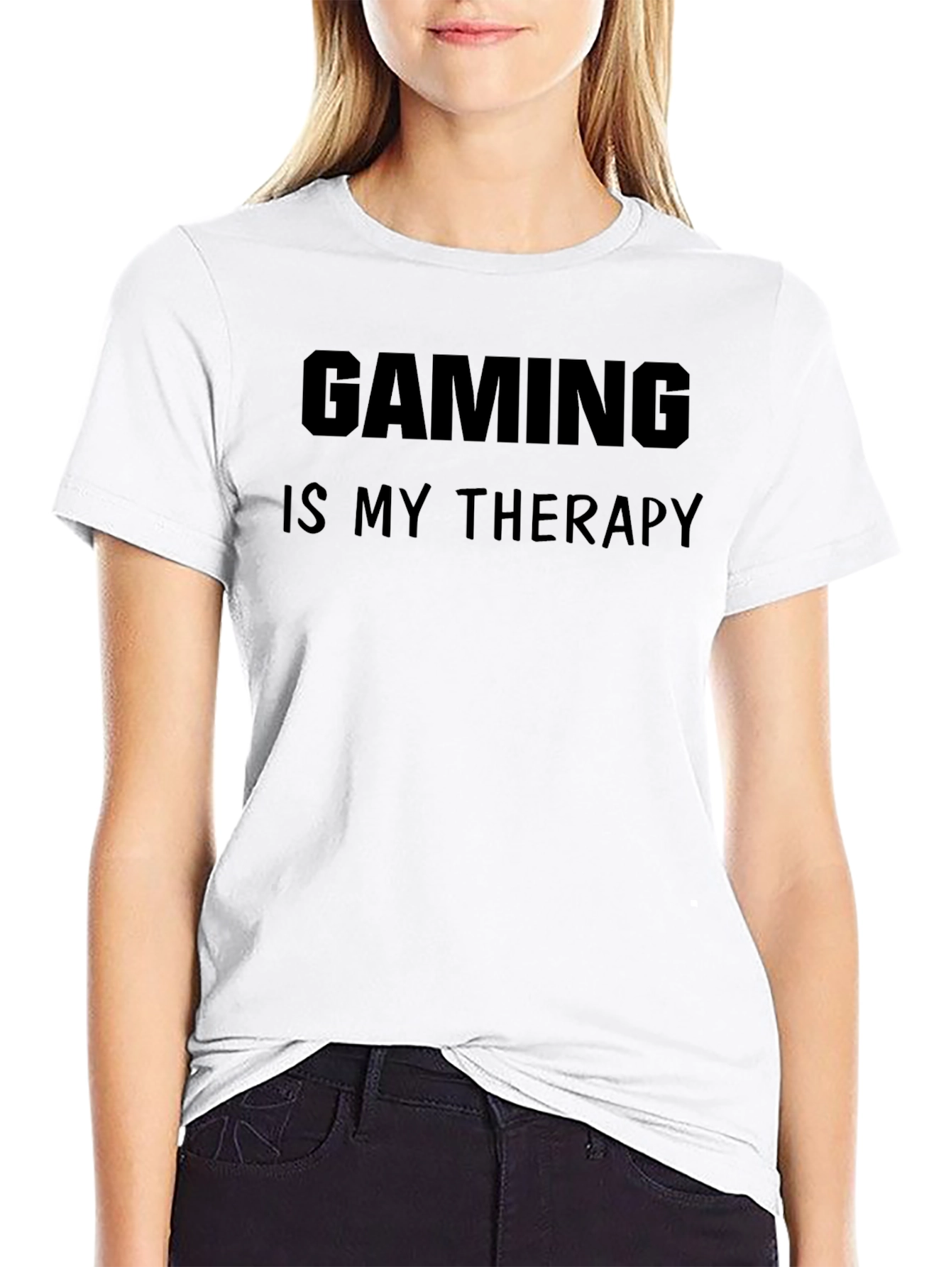 Gaming Is My Therapy Black Graphic Tee