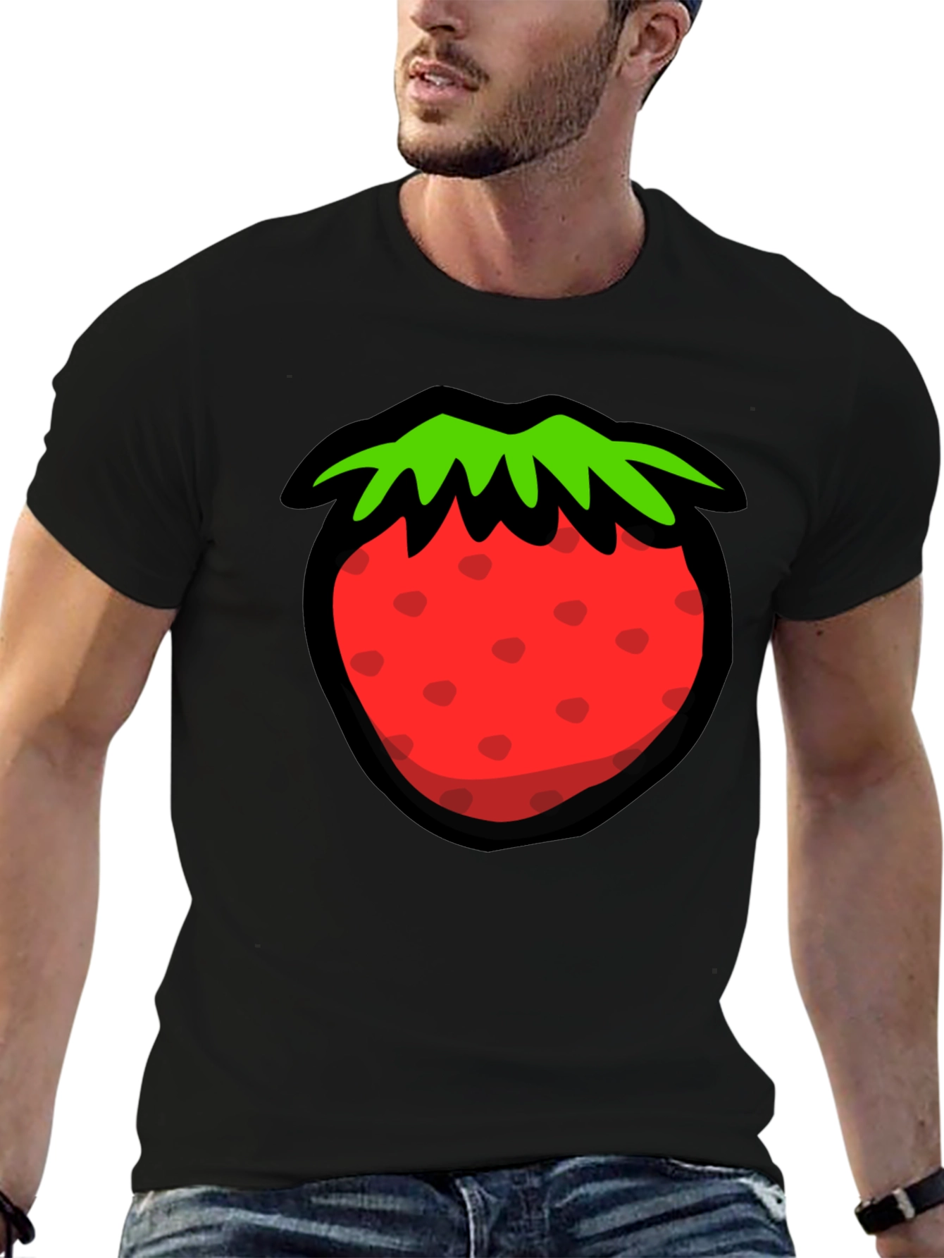 Strawberry Graphic Black T-Shirt