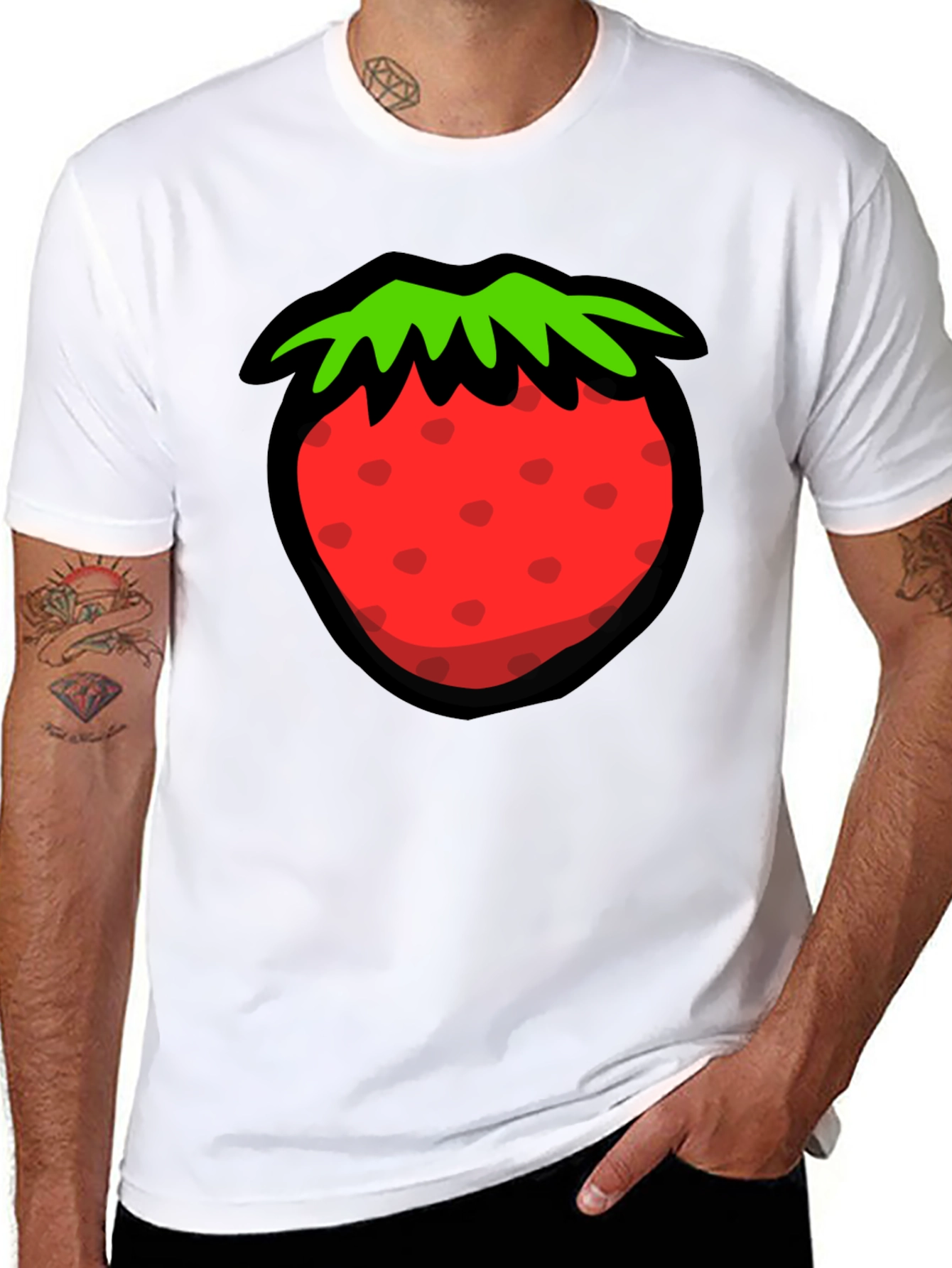 Strawberry Graphic Black T-Shirt
