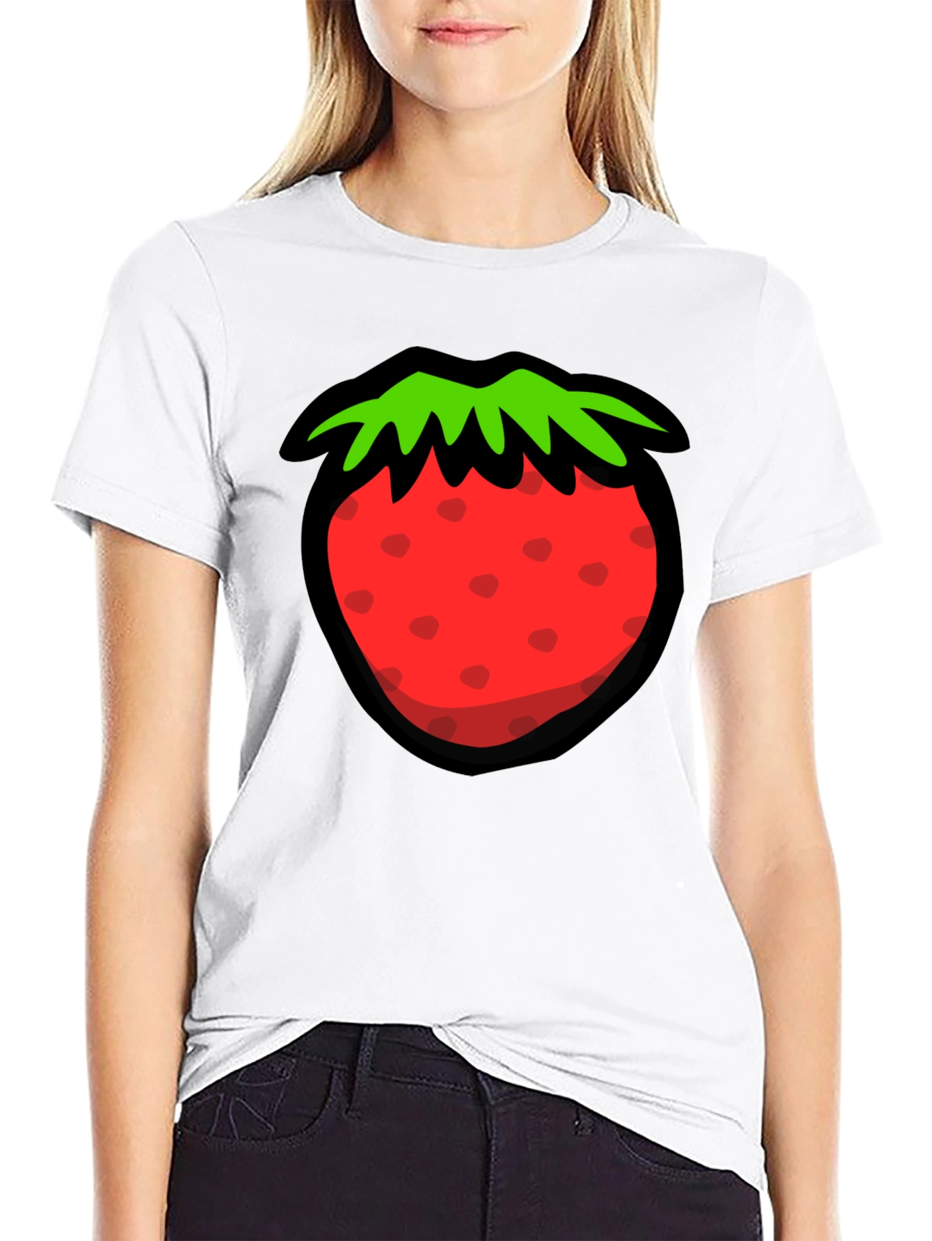 Strawberry Graphic Black T-Shirt