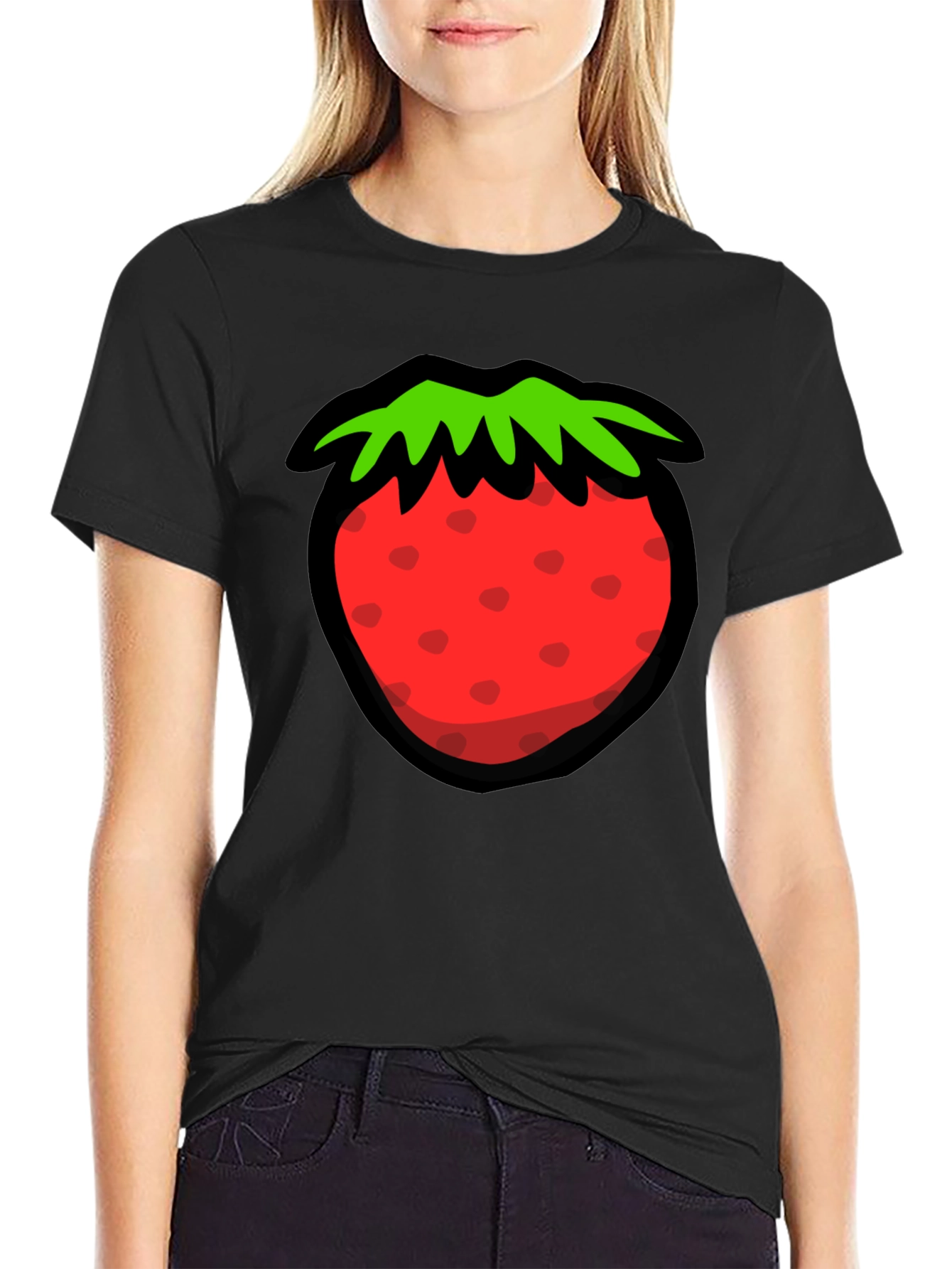 Strawberry Graphic Black T-Shirt