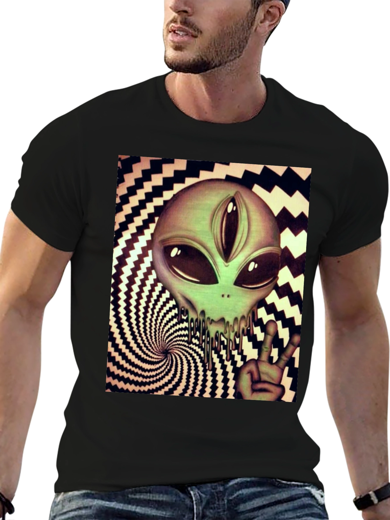 Alien Peace Sign Graphic Tee