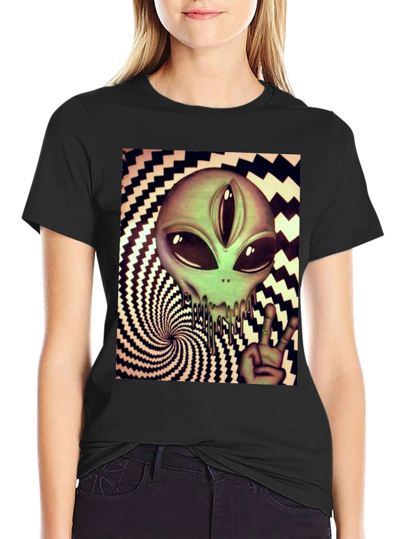 Alien Peace Sign Graphic Tee