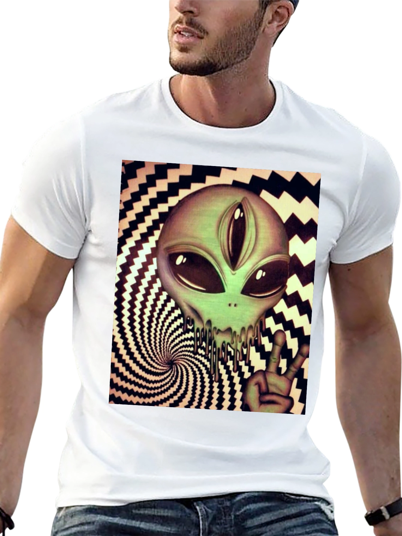 Alien Peace Sign Graphic Tee