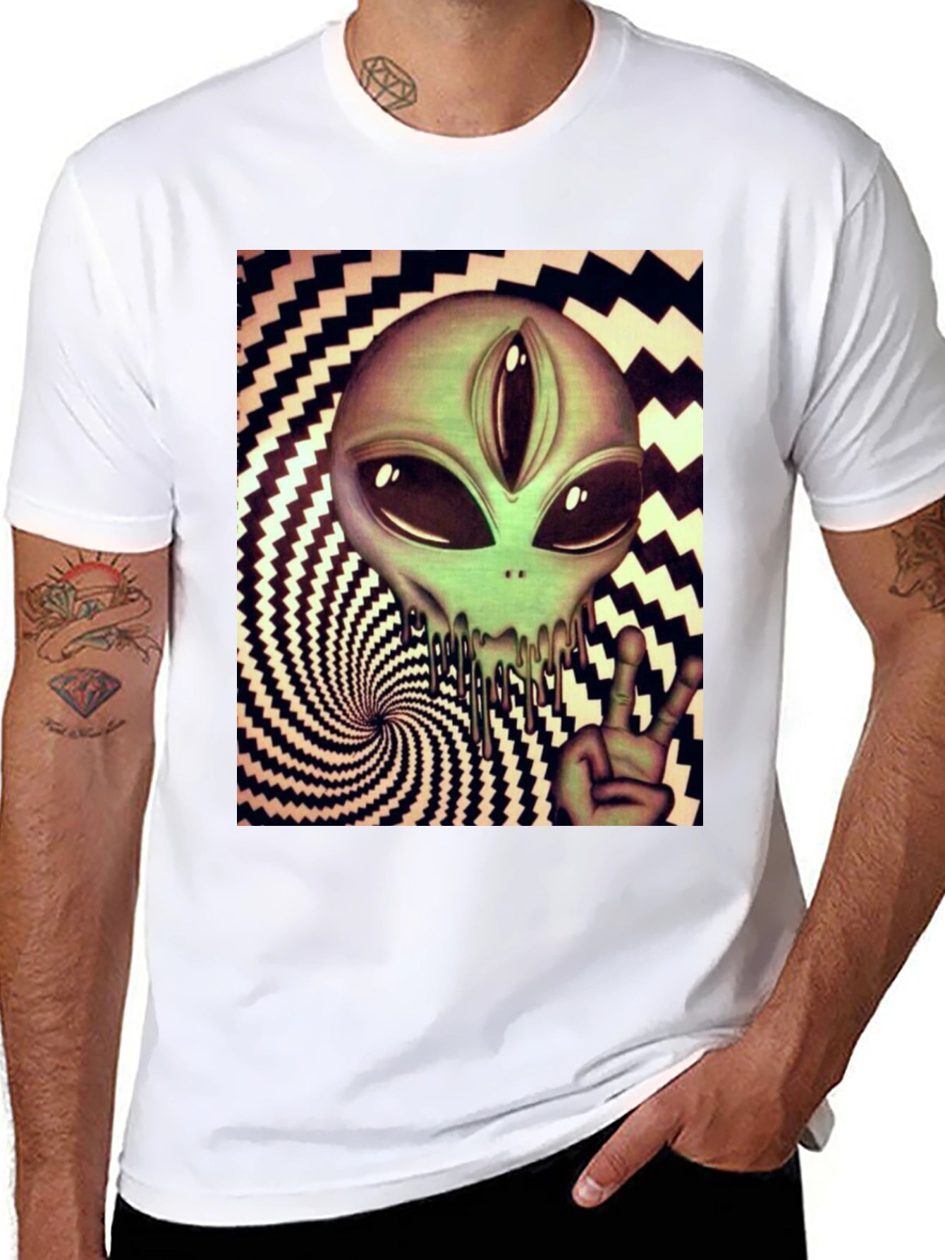 Alien Peace Sign Graphic Tee