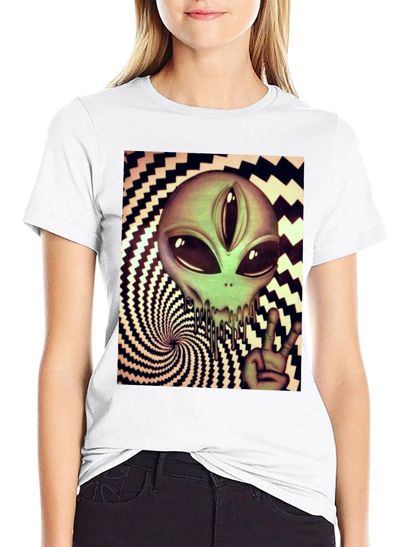 Alien Peace Sign Graphic Tee