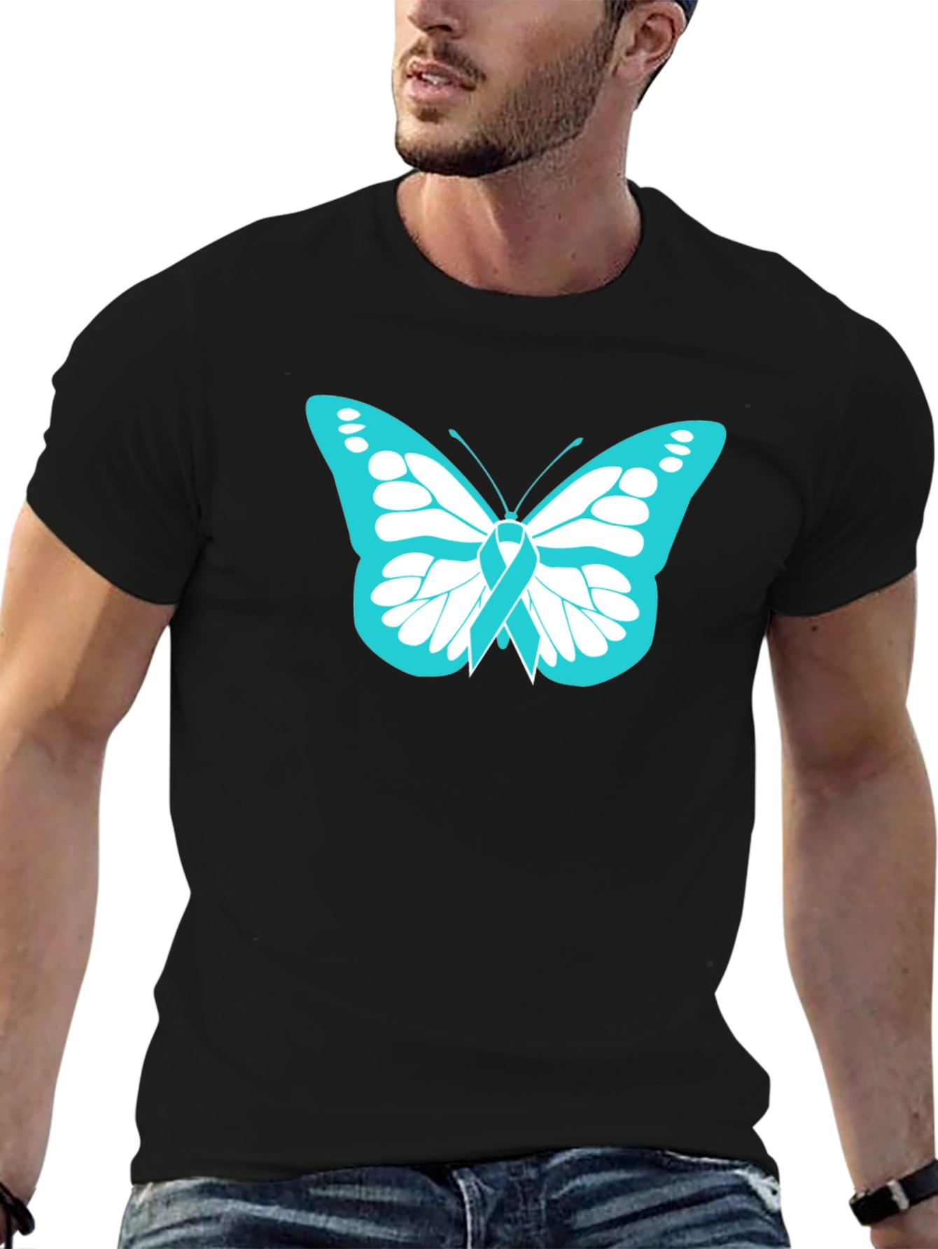 Teal Butterfly Ribbon Awareness T-Shirt