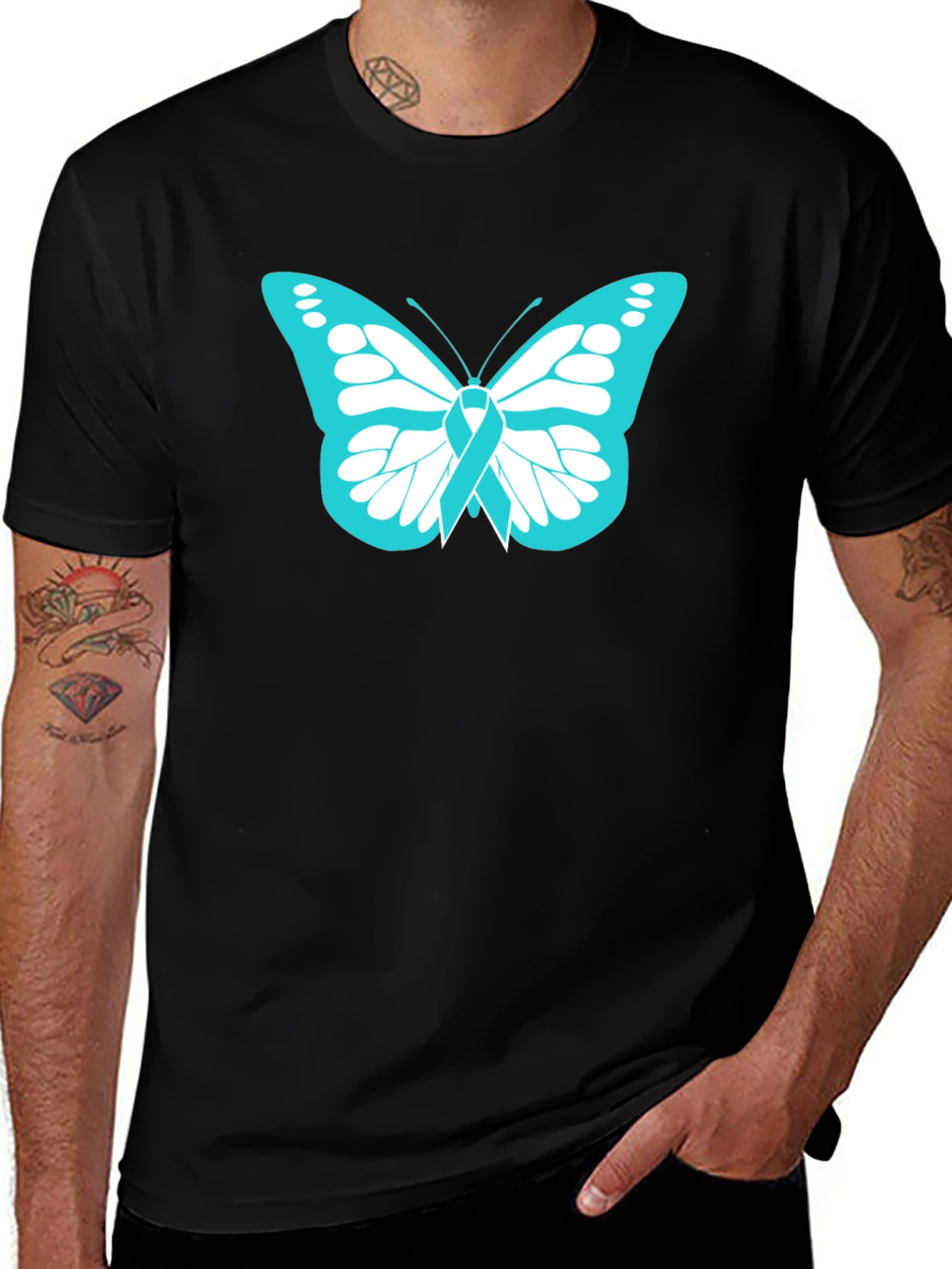 Teal Butterfly Ribbon Awareness T-Shirt